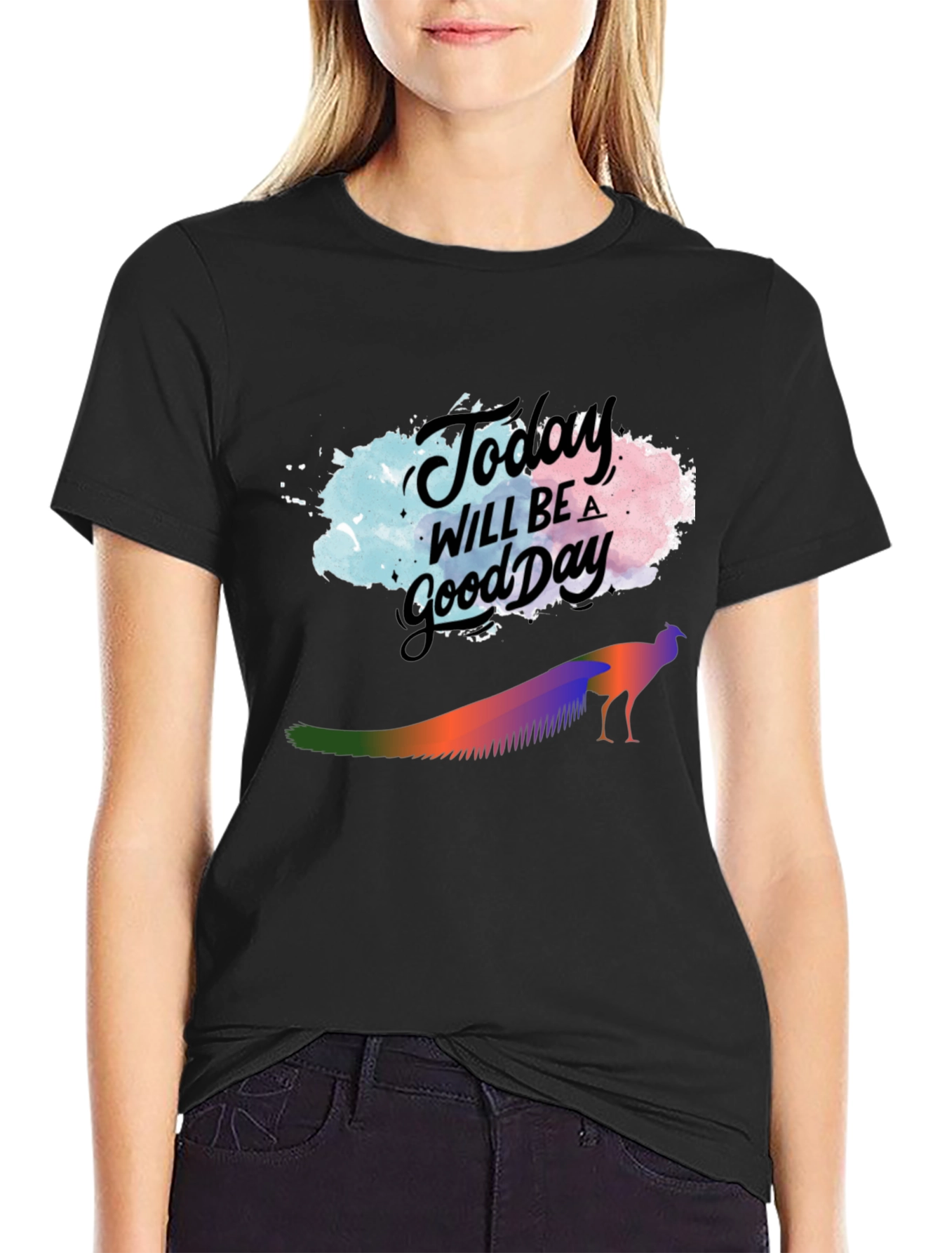 Black Today Will Be a Good Day Graphic Tee view 2