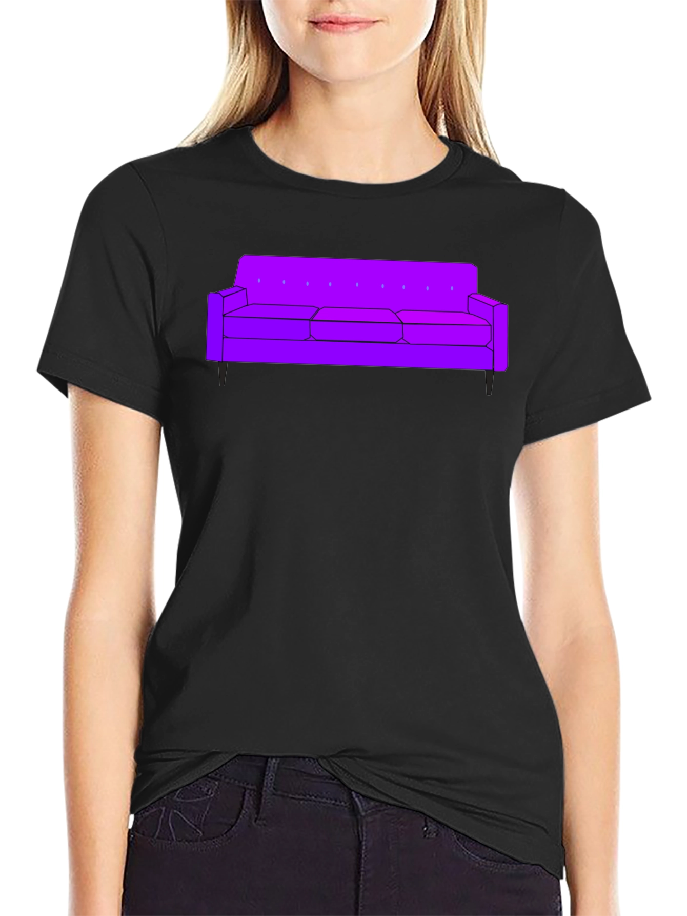 Black Purple Couch Graphic Tee - Modern Comfort view 2