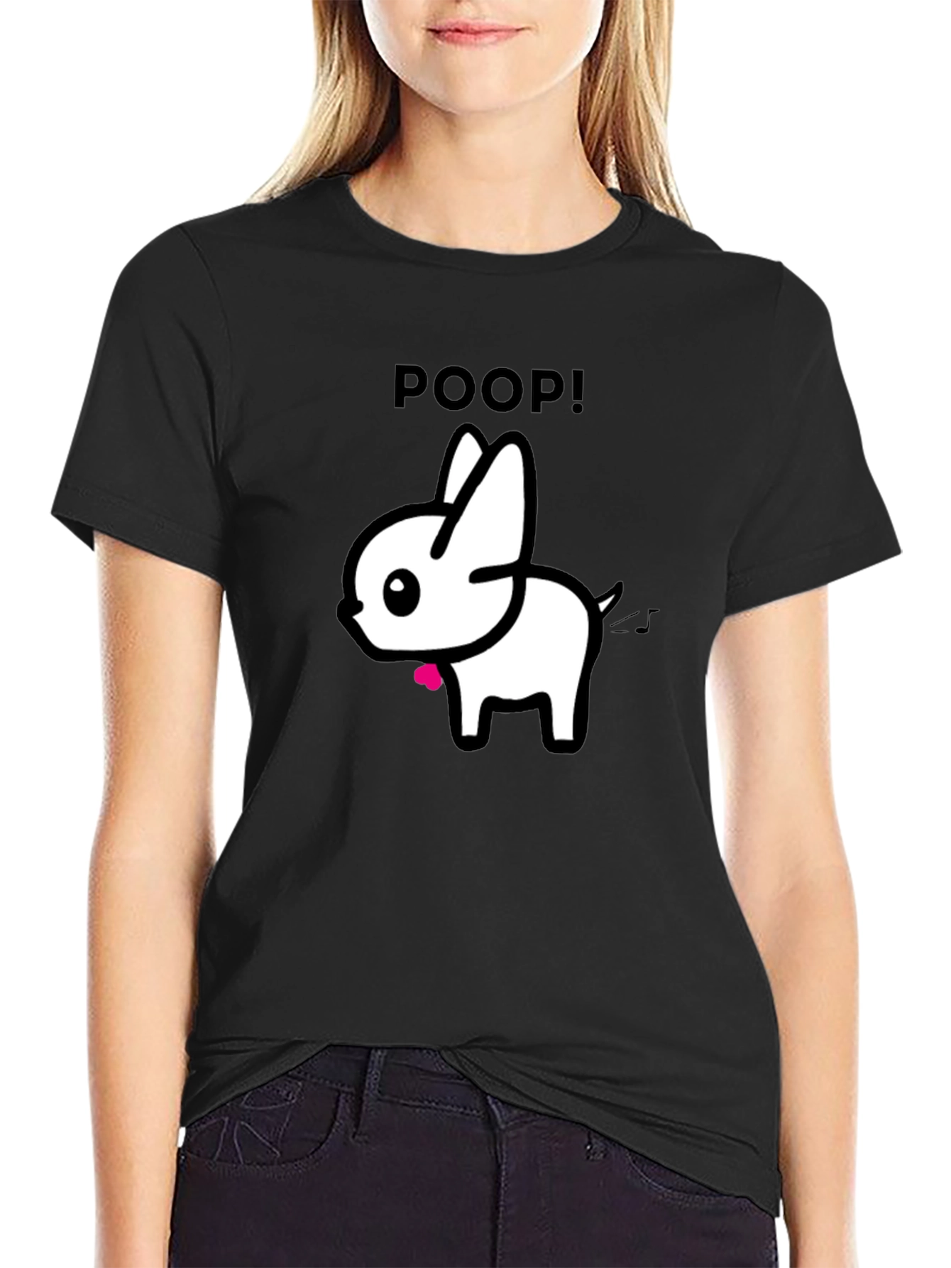 Black Funny Poop Dog Black Graphic T-Shirt view 2