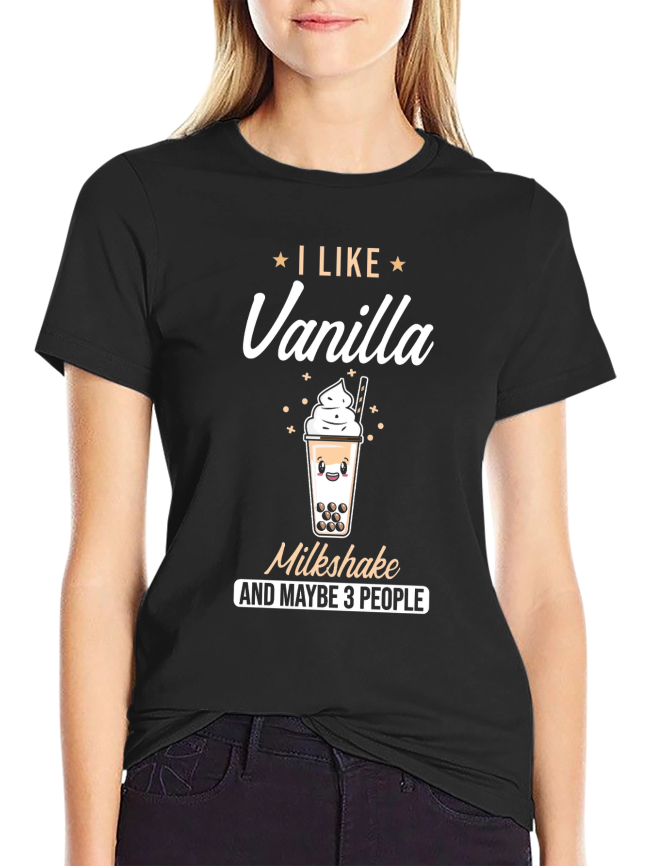 Black I Like Vanilla Milkshake T-Shirt view 2