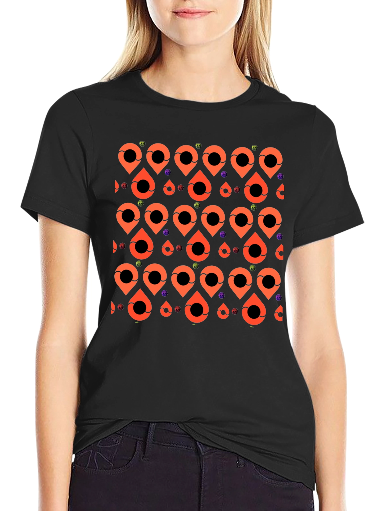 Black Patterned Graphic Tee - Black view 2