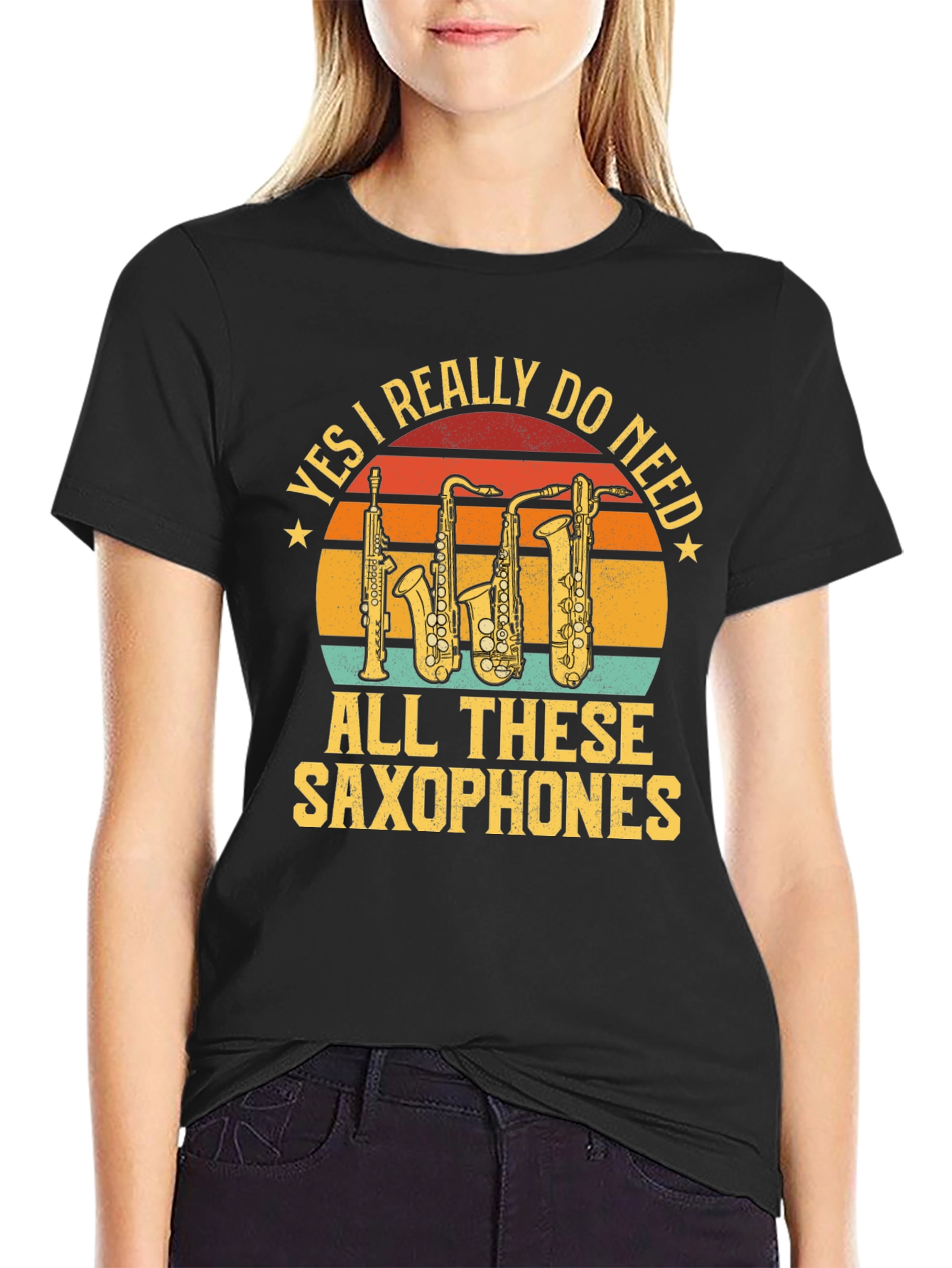 Black Saxophone Lover T-Shirt - Yes I Really Do Need Saxophones view 2
