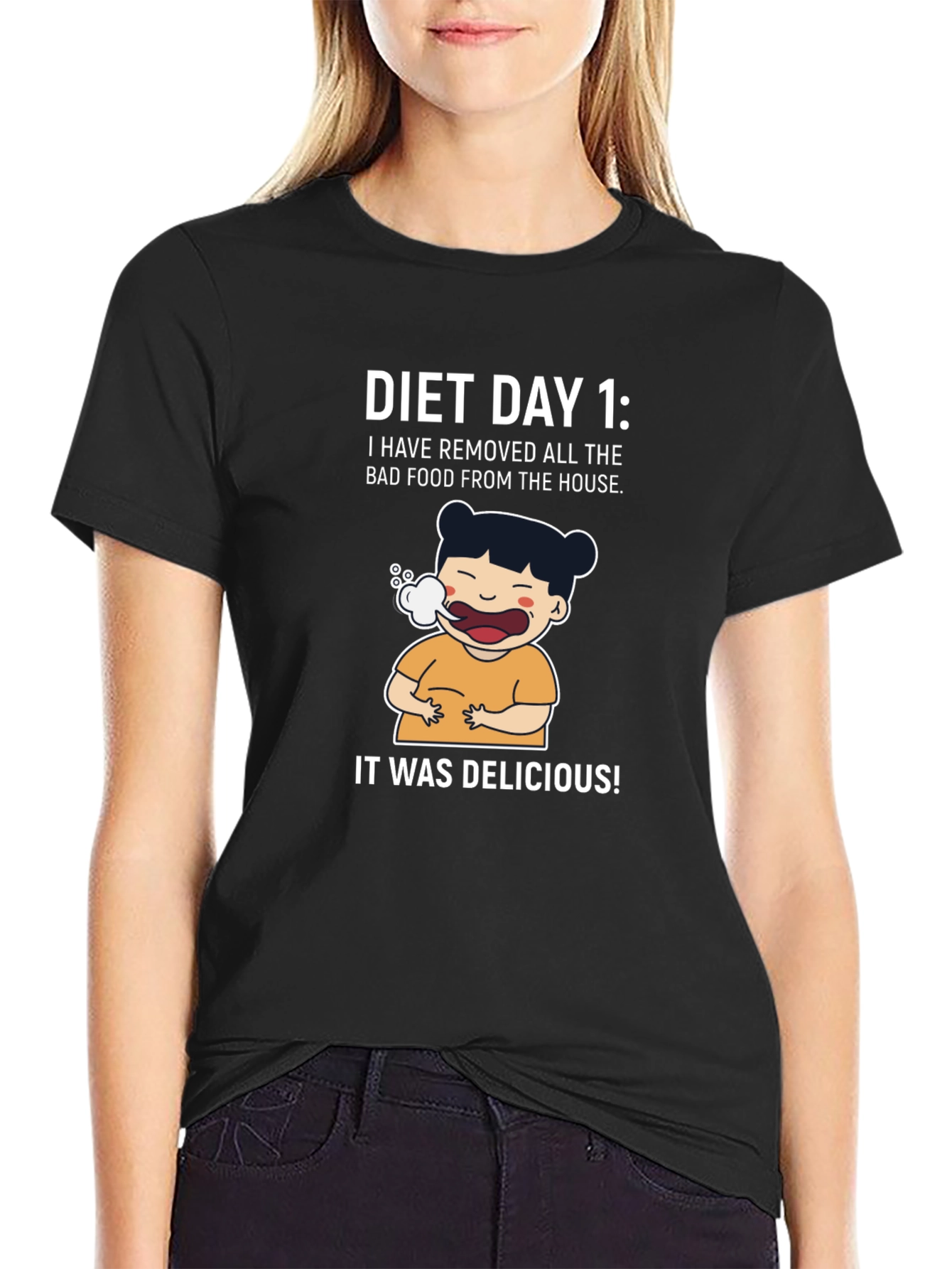 Black Diet Day 1 Funny Graphic Tee Shirt view 2