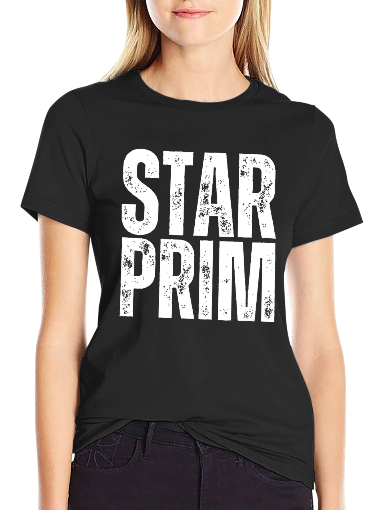 Black Star Prim White Print Black Tee view 2