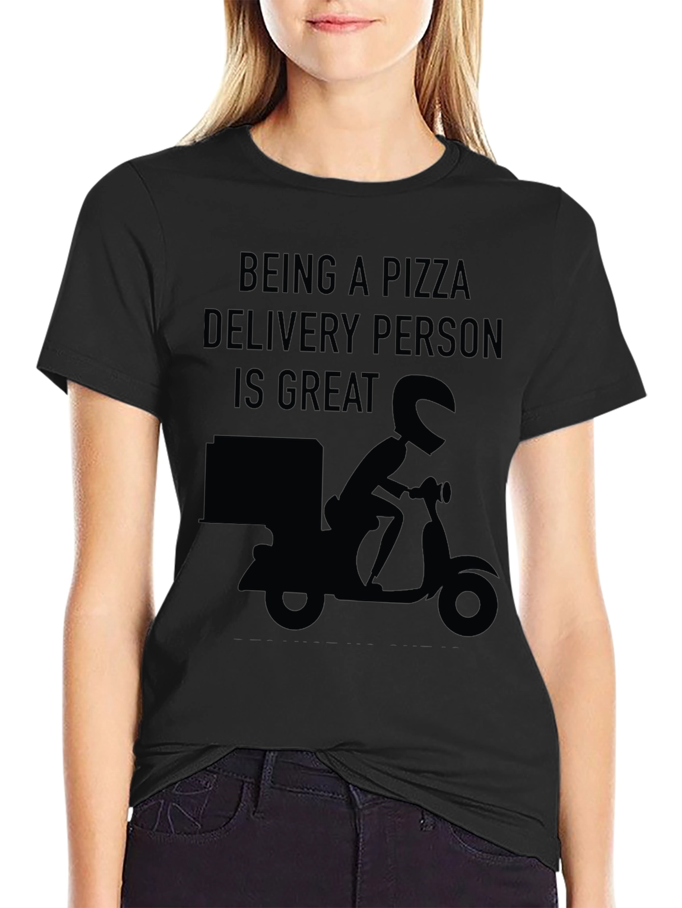 Black Pizza Delivery T-Shirt - Great Food Service Apparel view 2