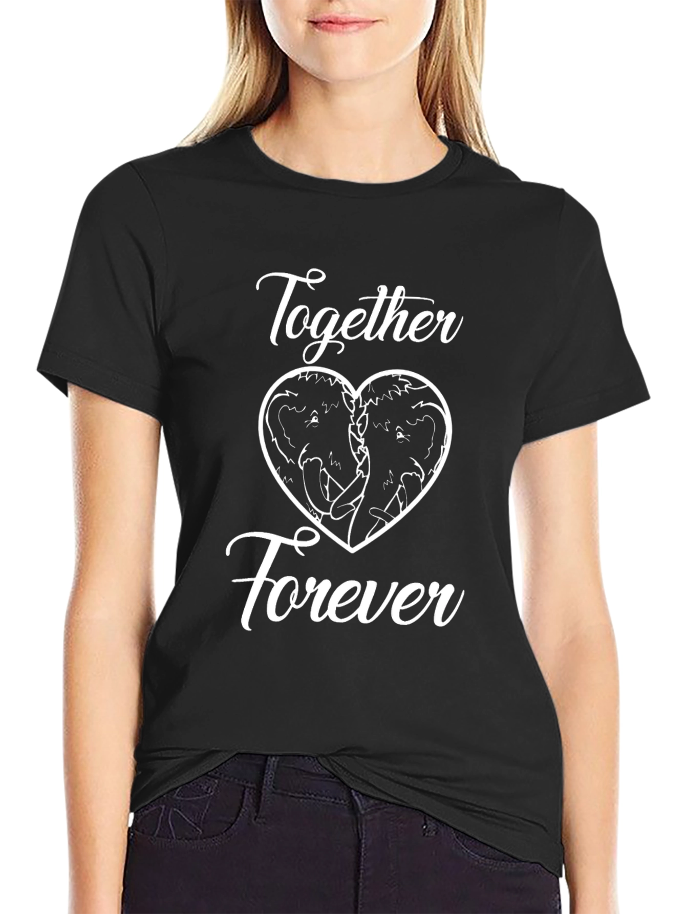 Black Together Forever Elephant Heart Graphic Tee view 2