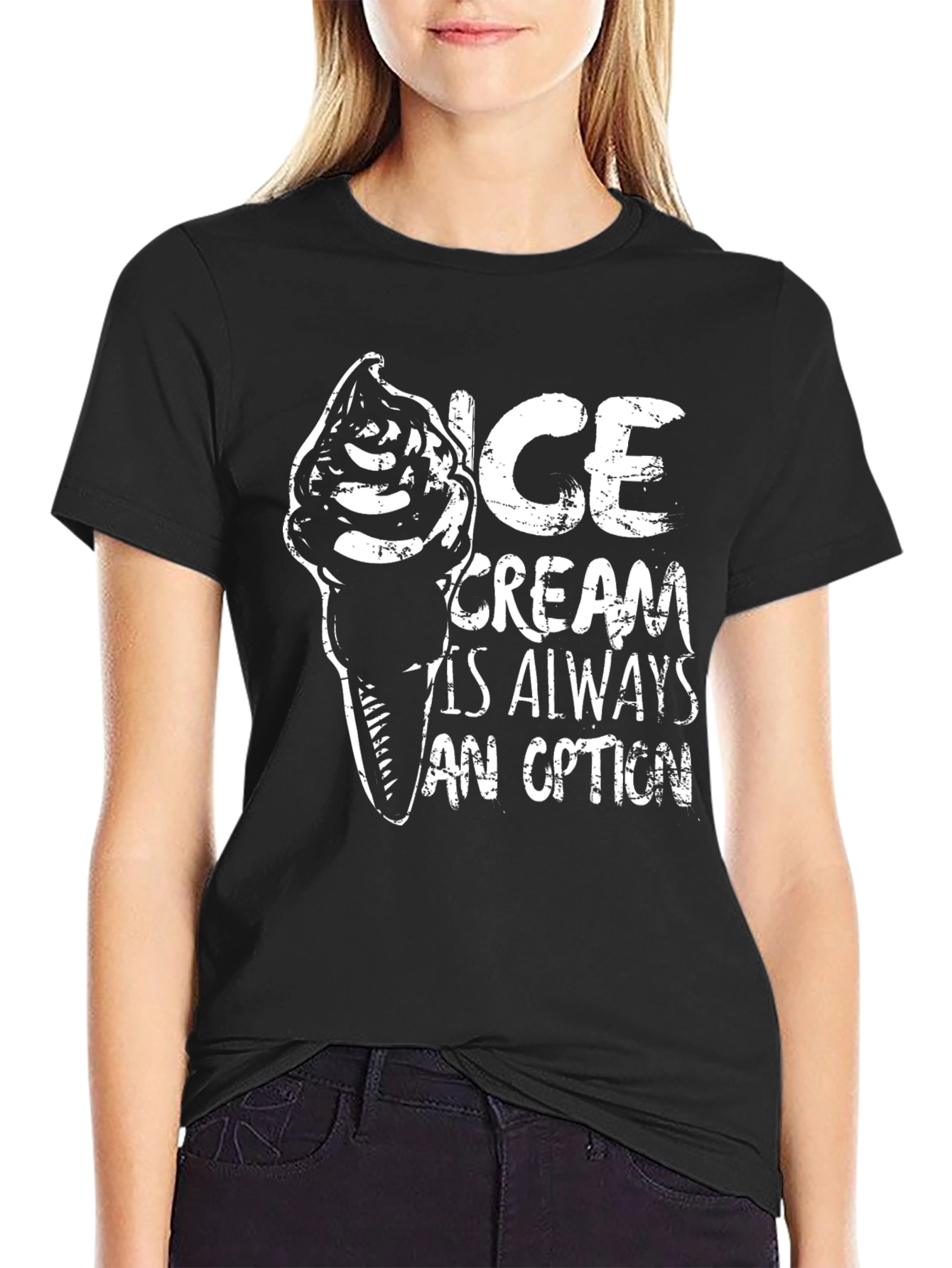 Black Ice Cream is Always an Option Black Graphic Tee view 2