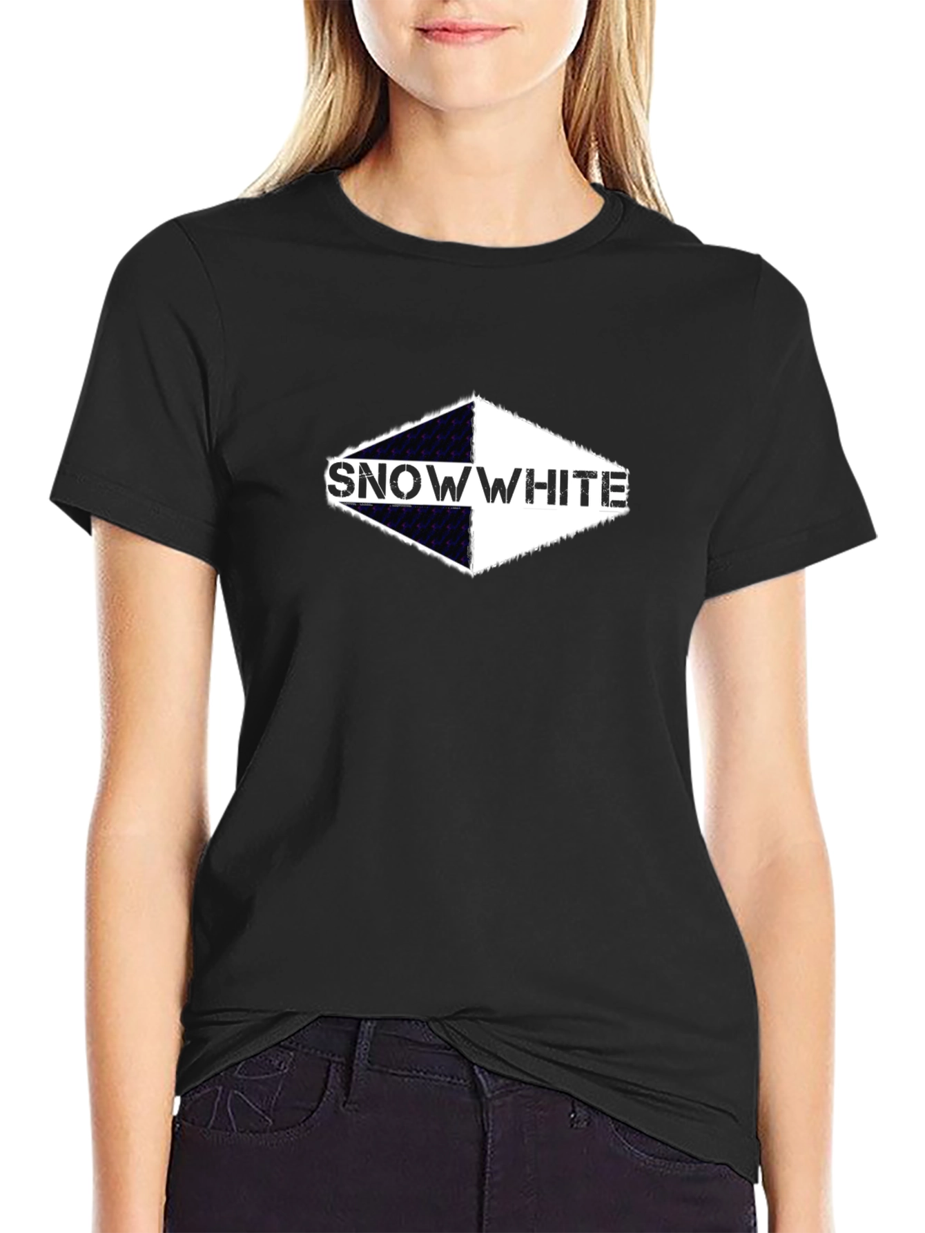 Black Snow White Diamond Graphic Tee - Black view 2