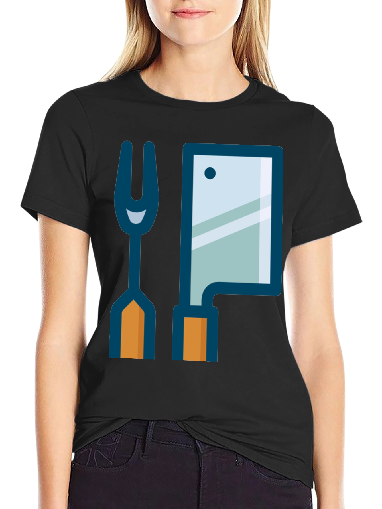 Black Butcher Fork & Cleaver Graphic Tee - Black view 2