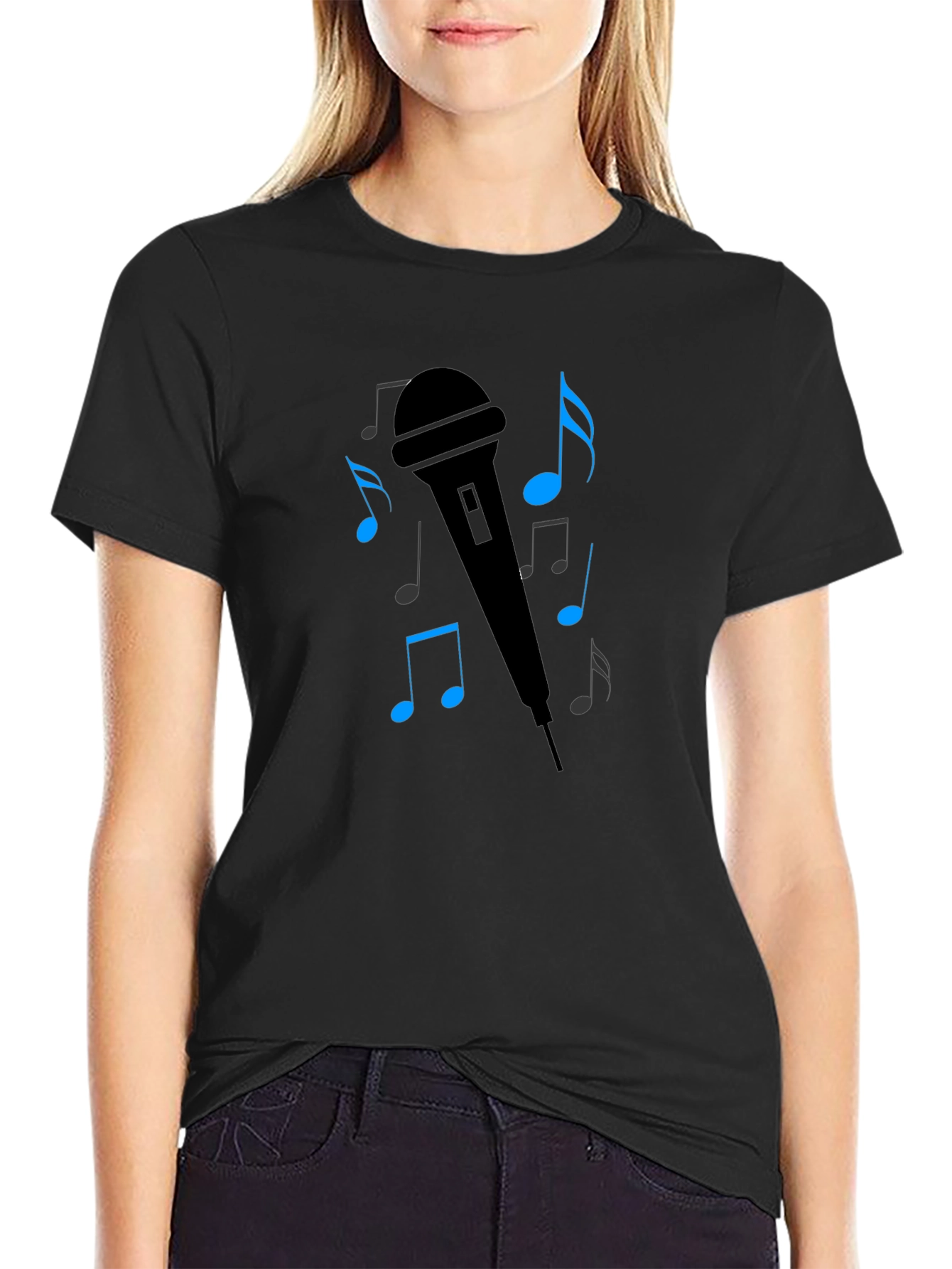 Black Singer's Mic Graphic Tee - Black T-Shirt view 2
