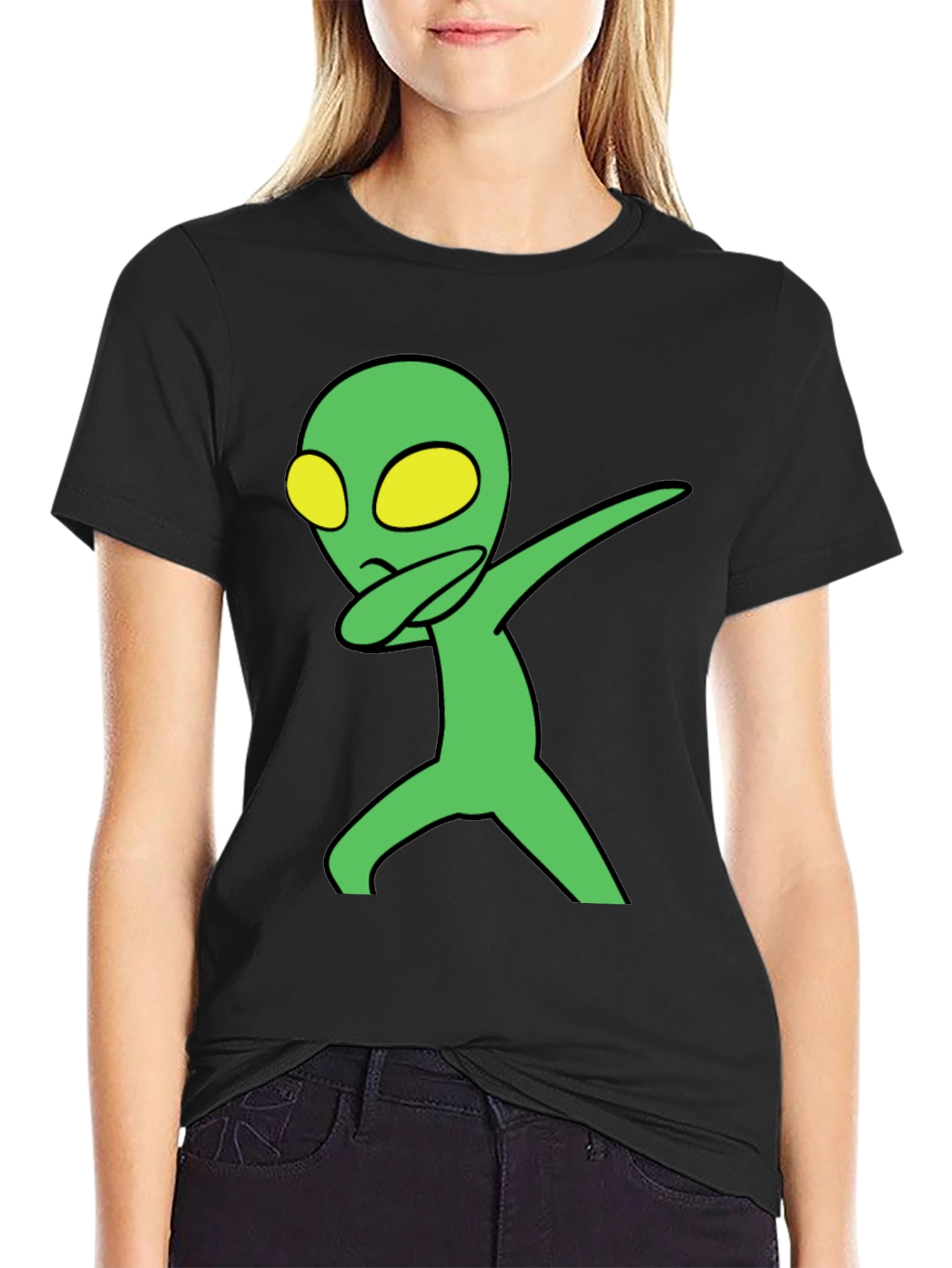 Black Alien Dab Graphic T-Shirt - Black Cotton Blend view 2