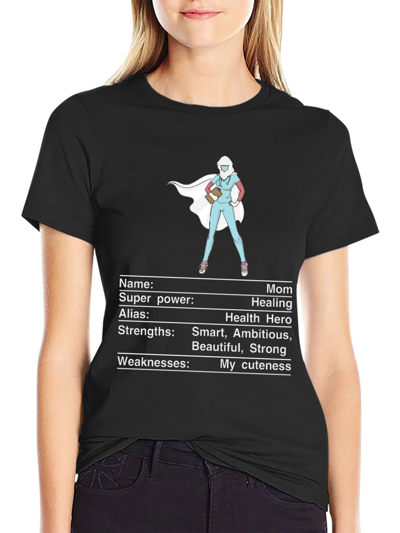 Black Mom Super Hero T-Shirt - Health Hero view 2