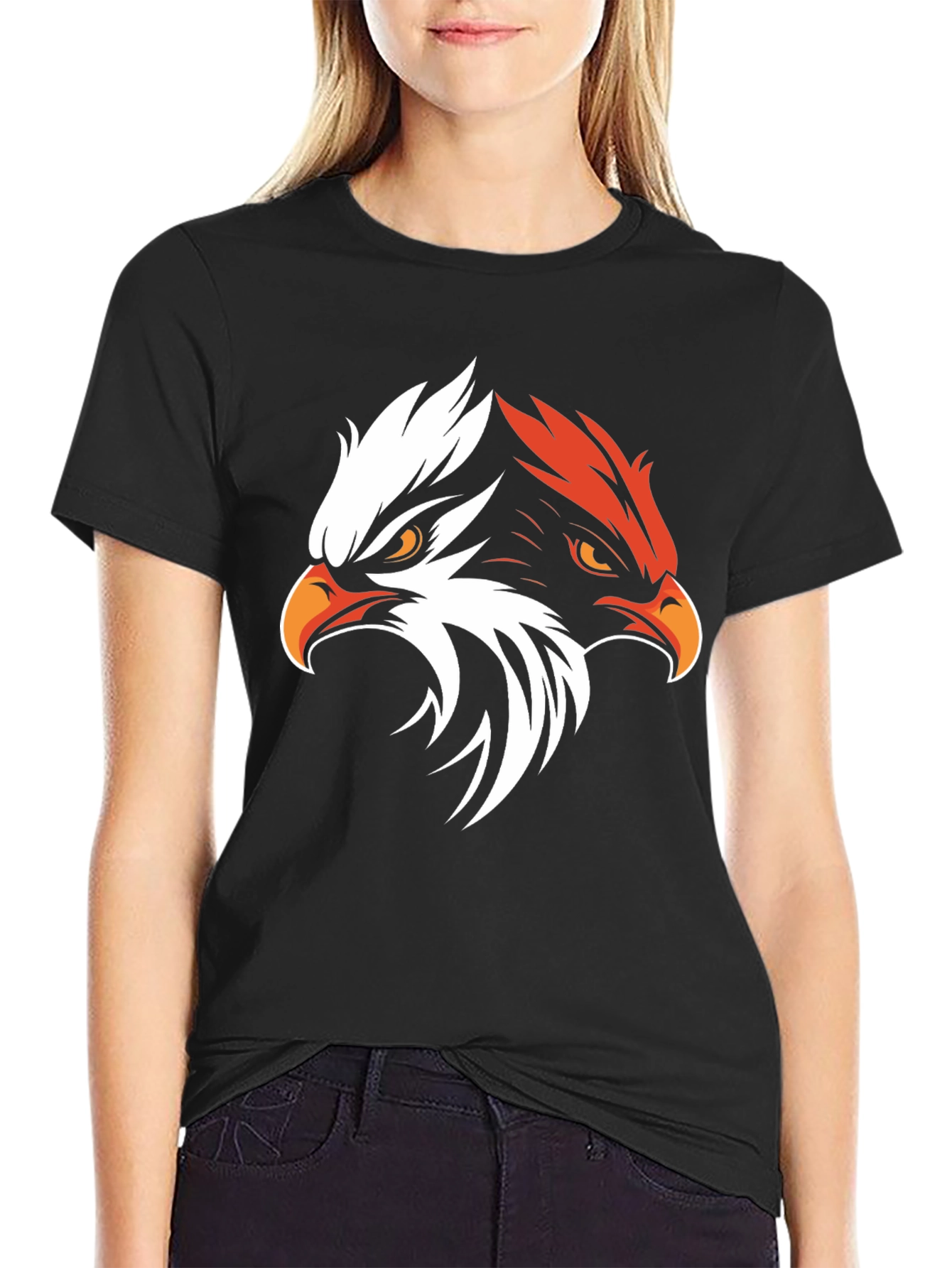 Black Bold Eagle Graphic Tee - Black Cotton Blend view 2