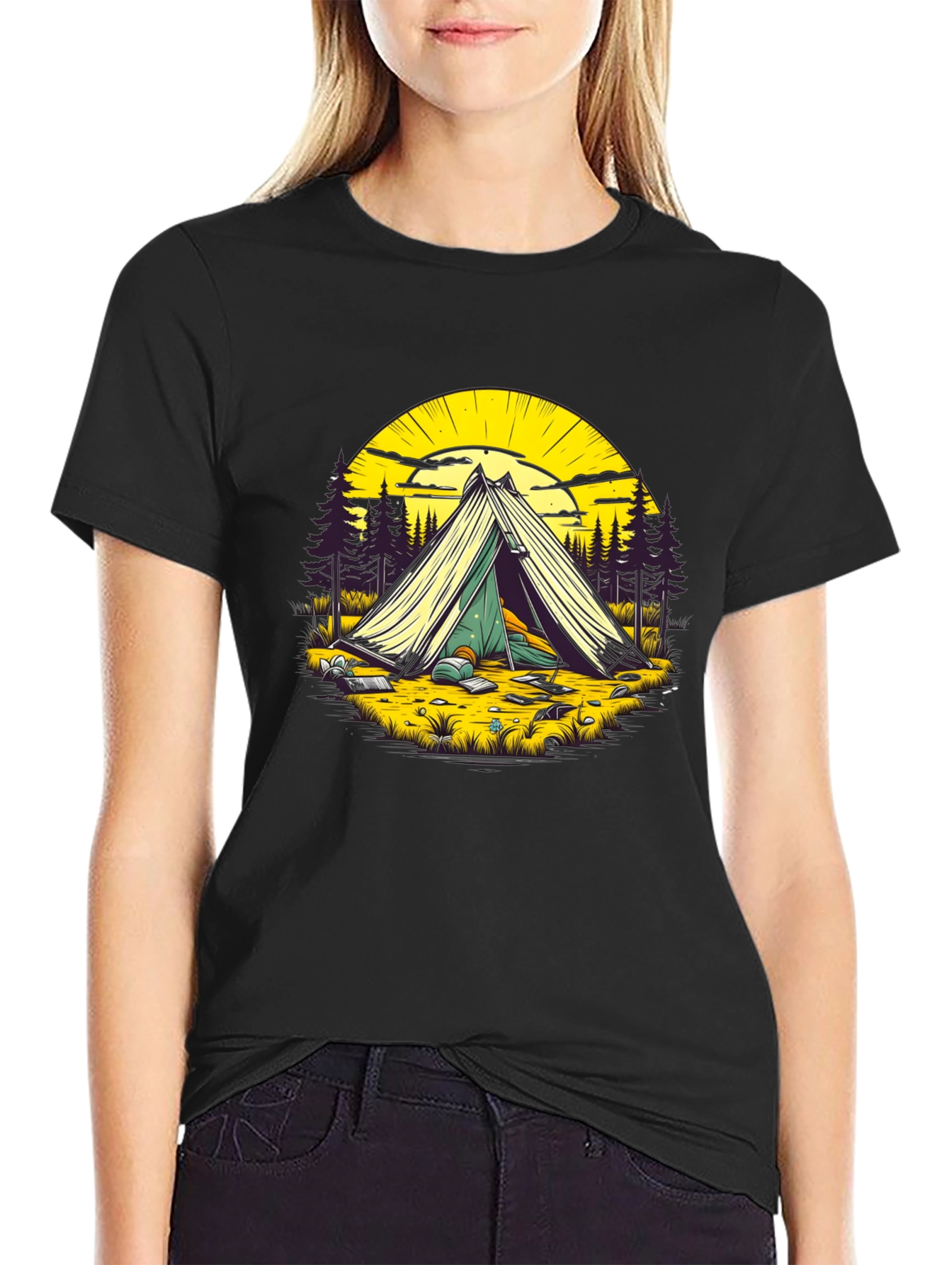 Black Camping Adventure T-Shirt - Nature Lover Apparel view 2
