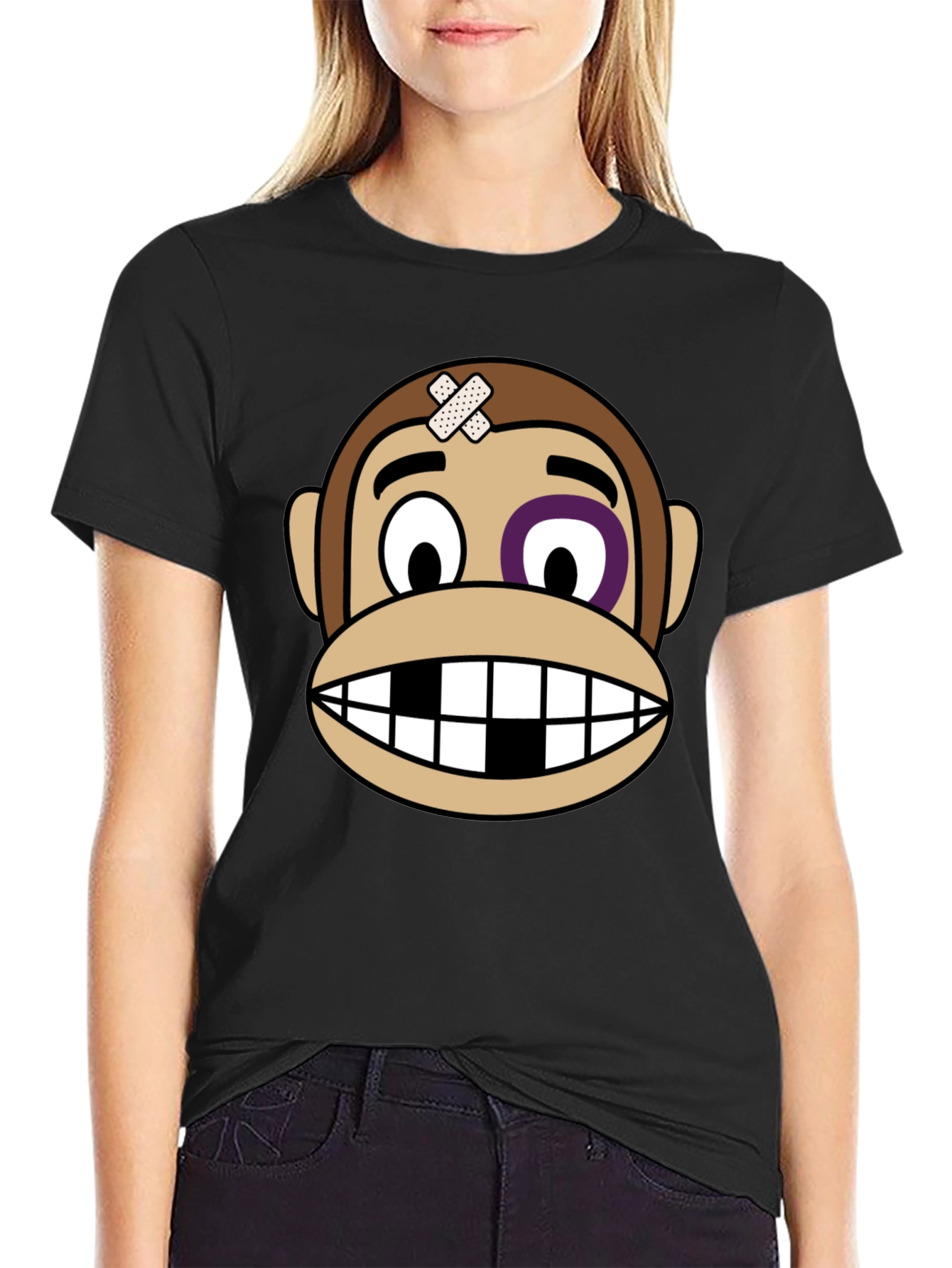 Black Funny Monkey Graphic T-Shirt view 2