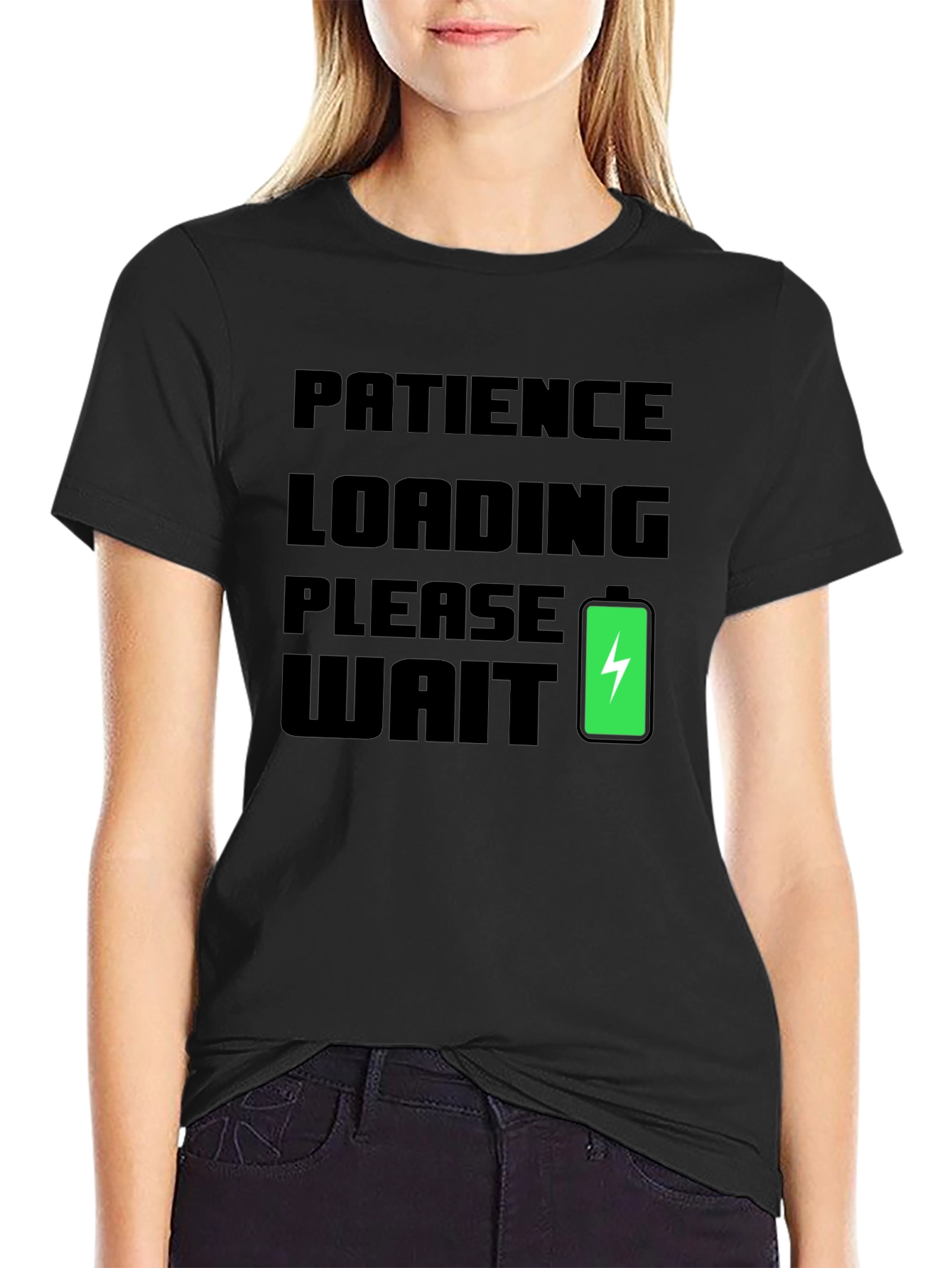 Black Patience Loading Funny Graphic Tee view 2