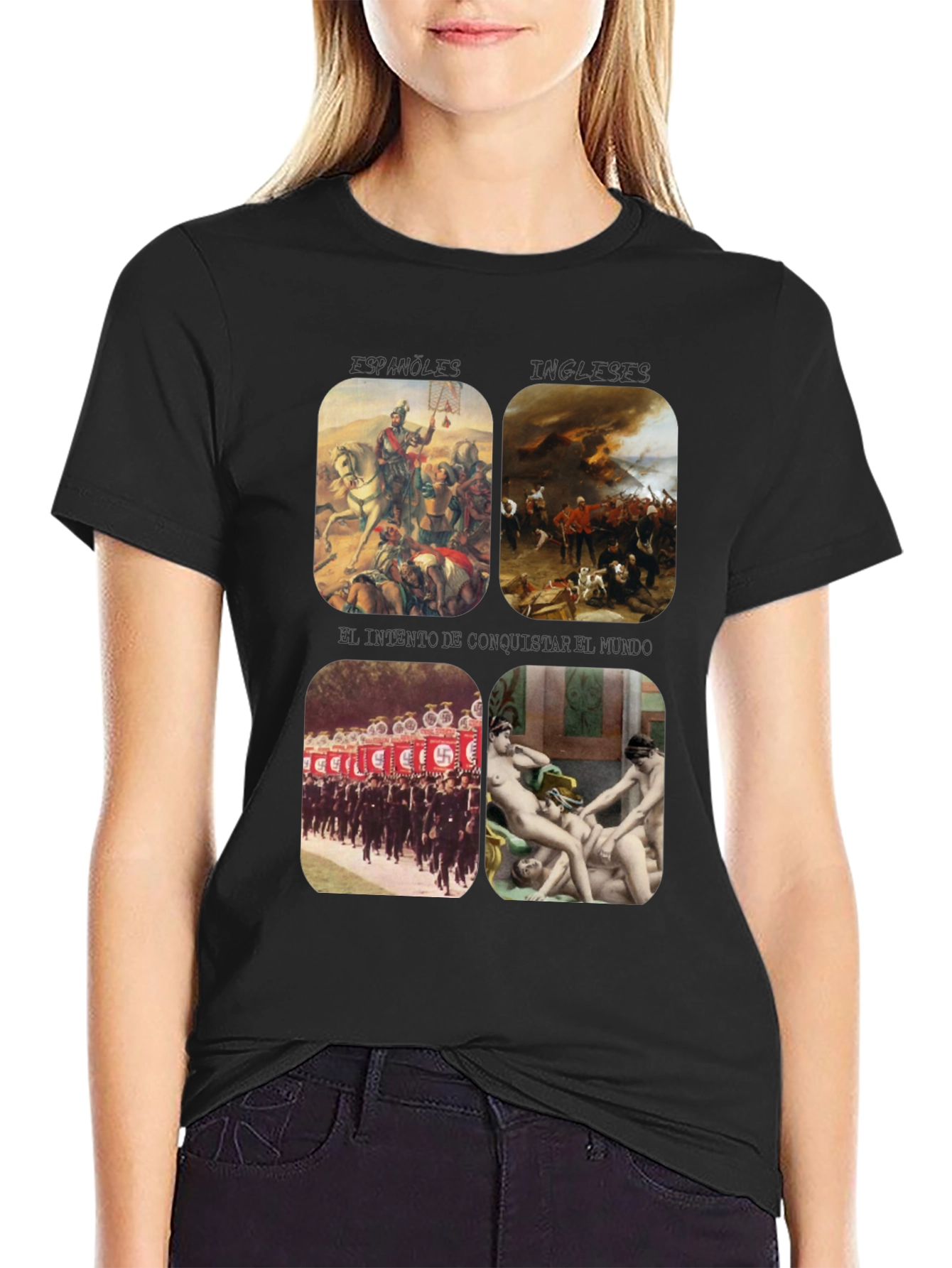 Black Controversial Graphic Print T-Shirt view 2