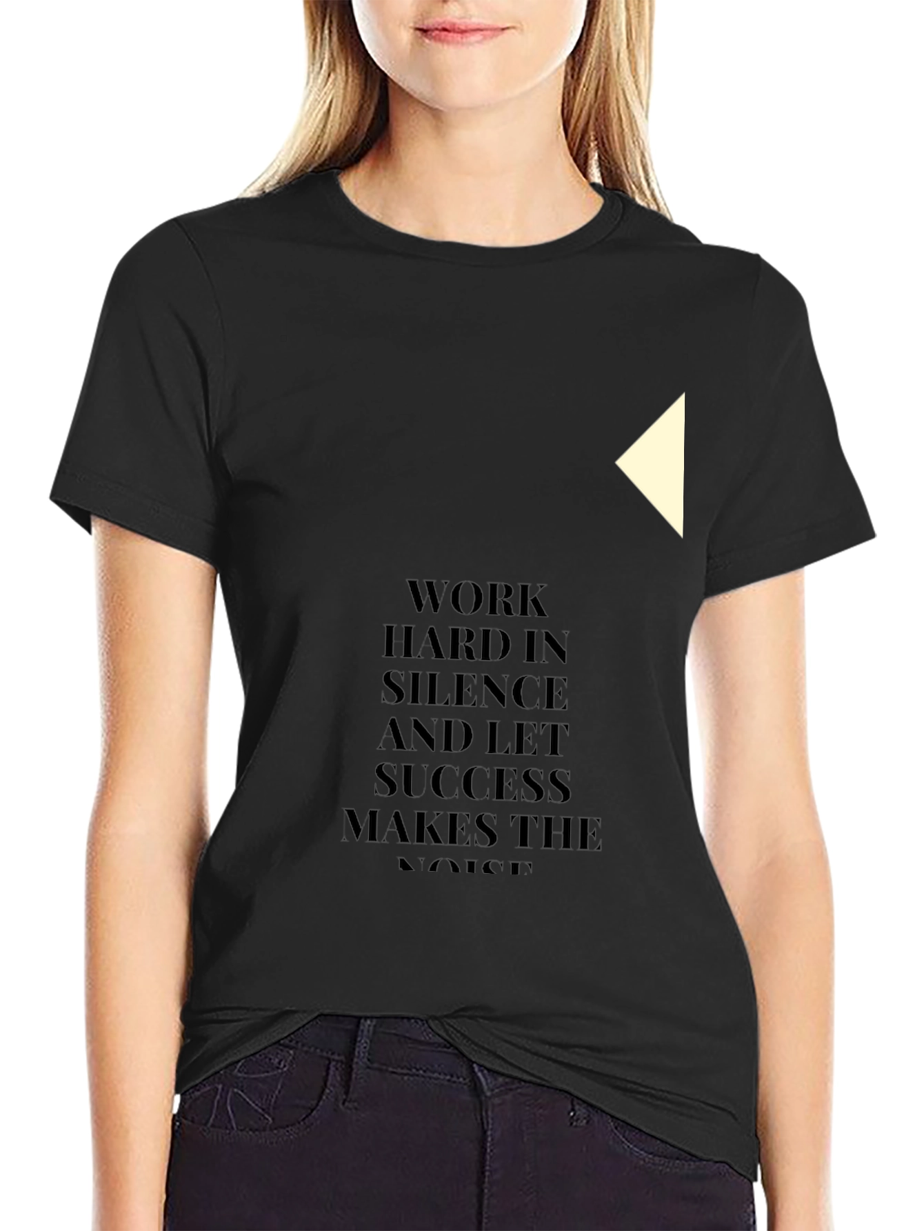 Black Motivational Black T-Shirt - Work Hard in Silence view 2
