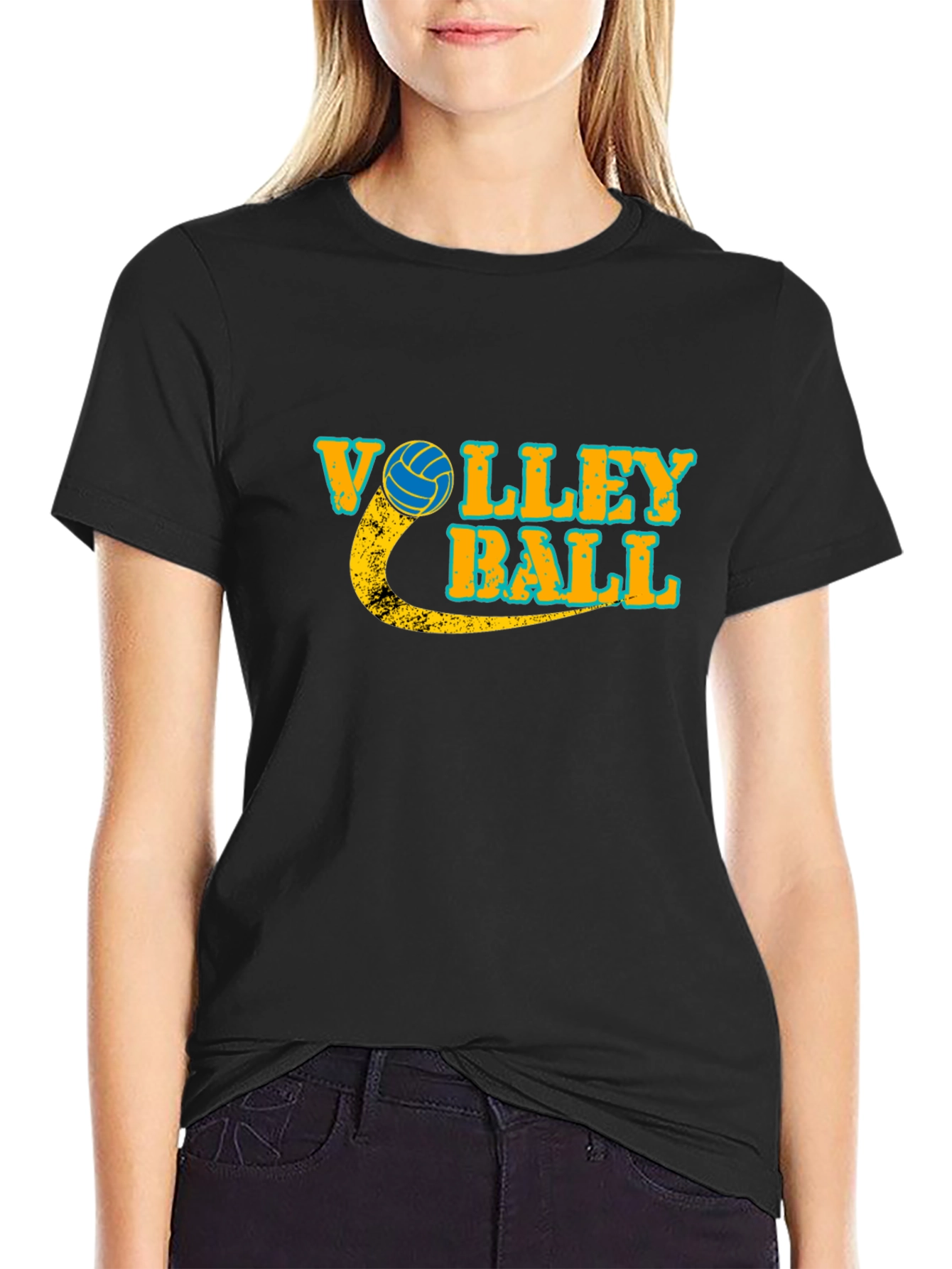 Black Volleyball Graphic Tee - Sporty Unisex T-Shirt view 2