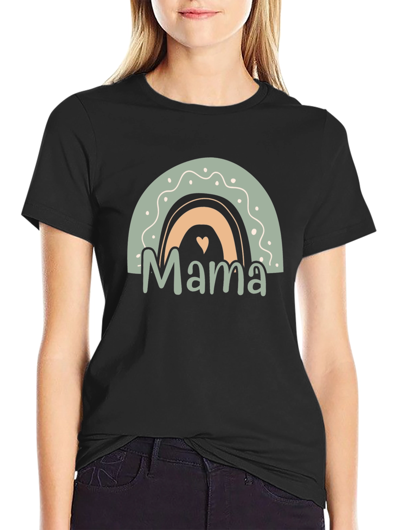 Black Mama Rainbow Graphic Tee - Black Cotton Blend view 2