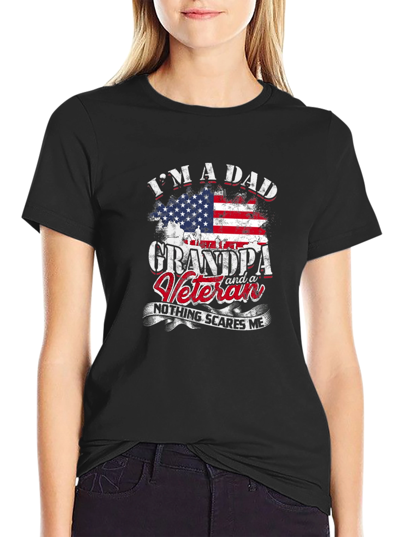 Black Dad Grandpa Veteran Graphic T-Shirt view 2