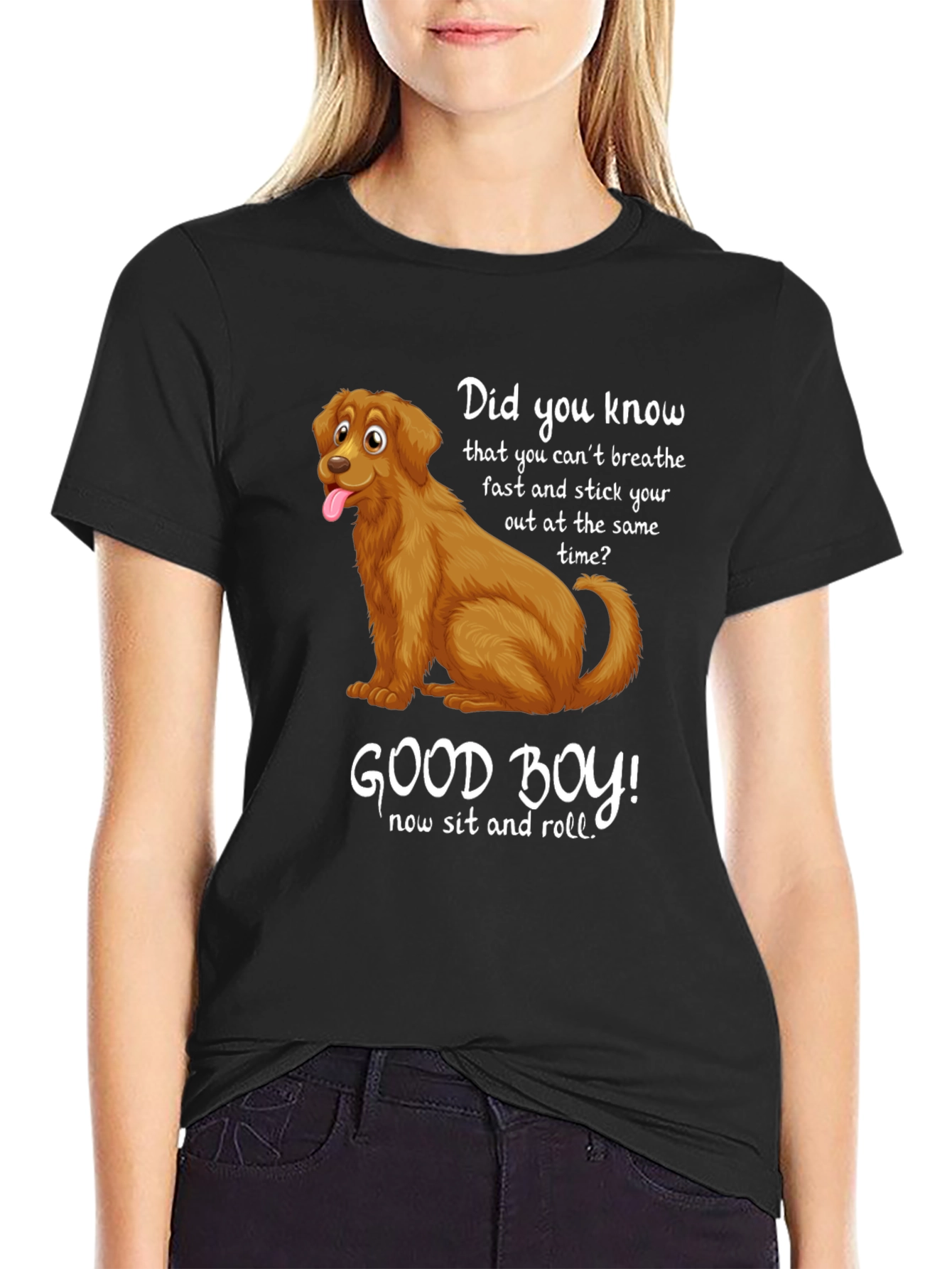 Black Funny Dog T-Shirt: Good Boy Design view 2