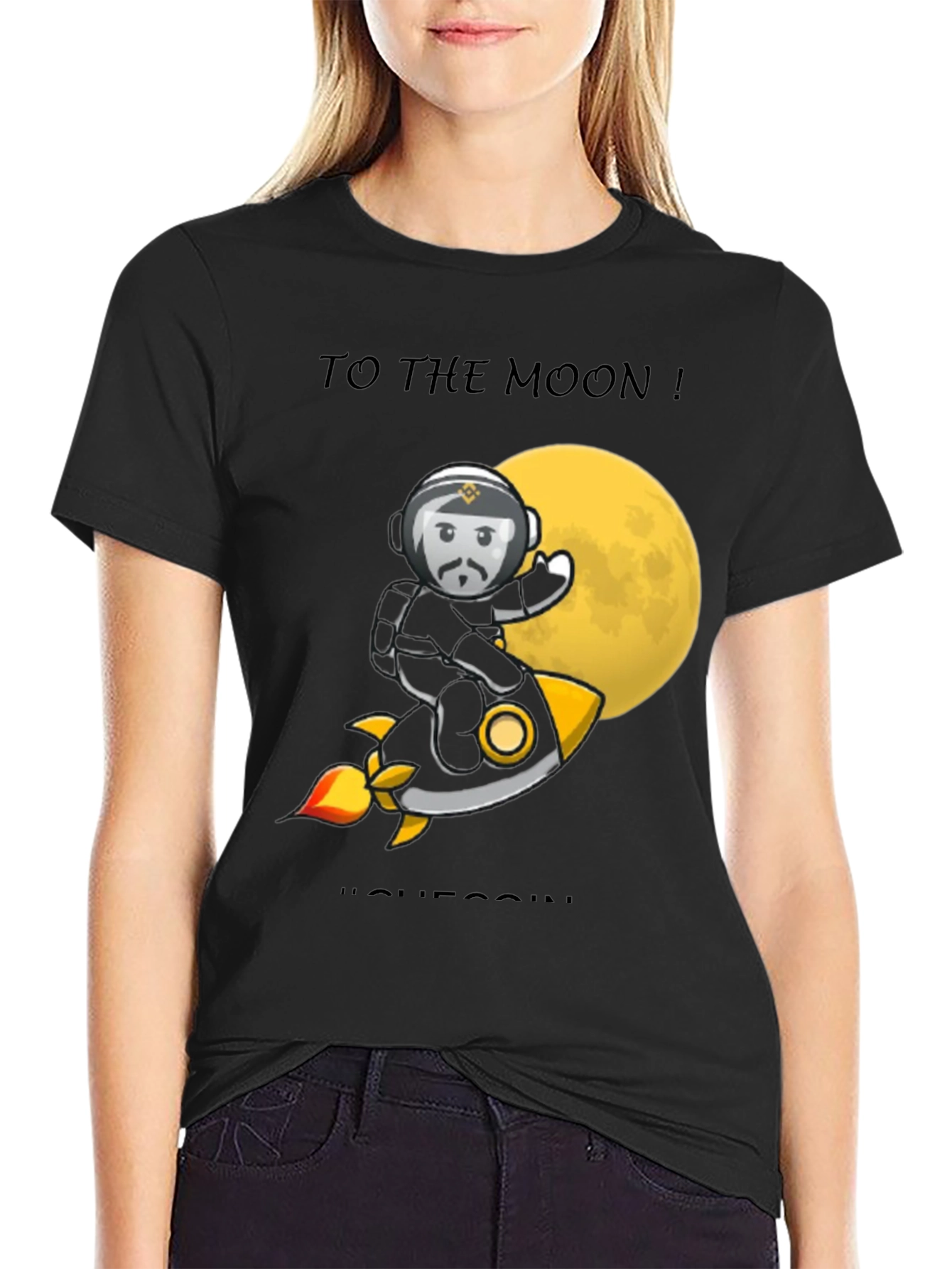 Black To the Moon T-Shirt | Crypto Tee | Black view 2