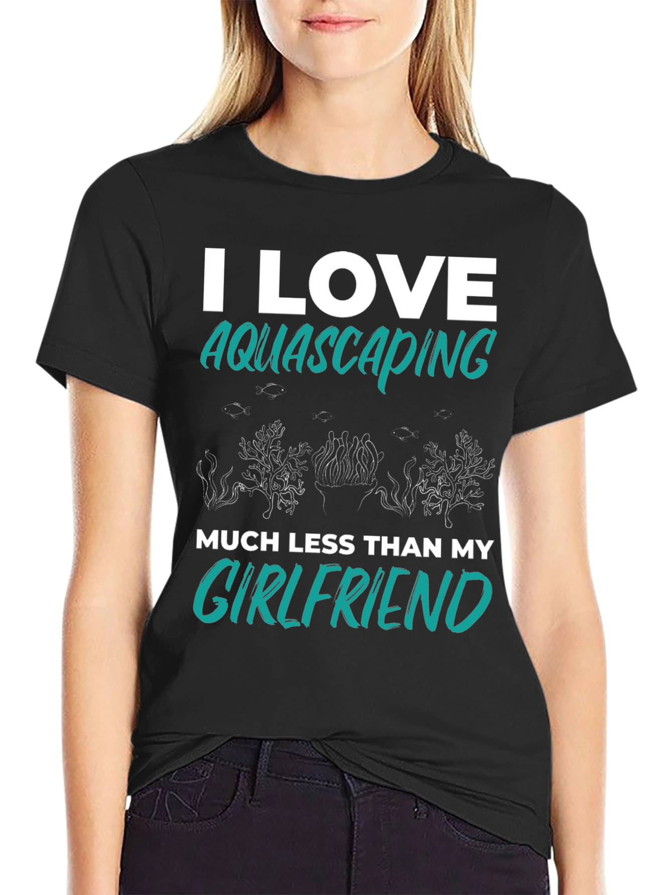 Black Aquascaping Girlfriend T-Shirt - I Love Aquascaping Less Than My Girlfriend view 2