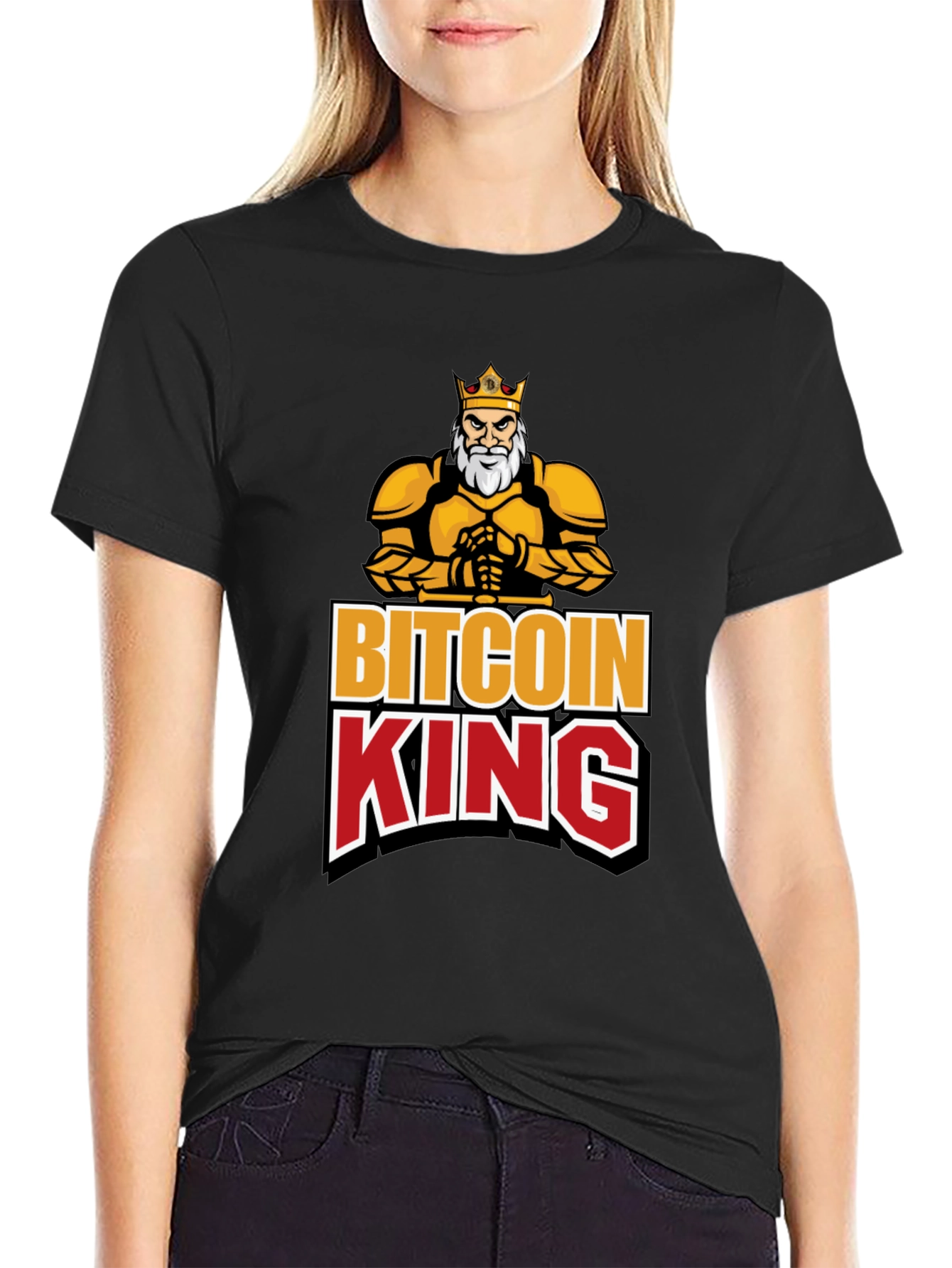 Black Bitcoin King Black Graphic T-Shirt view 2