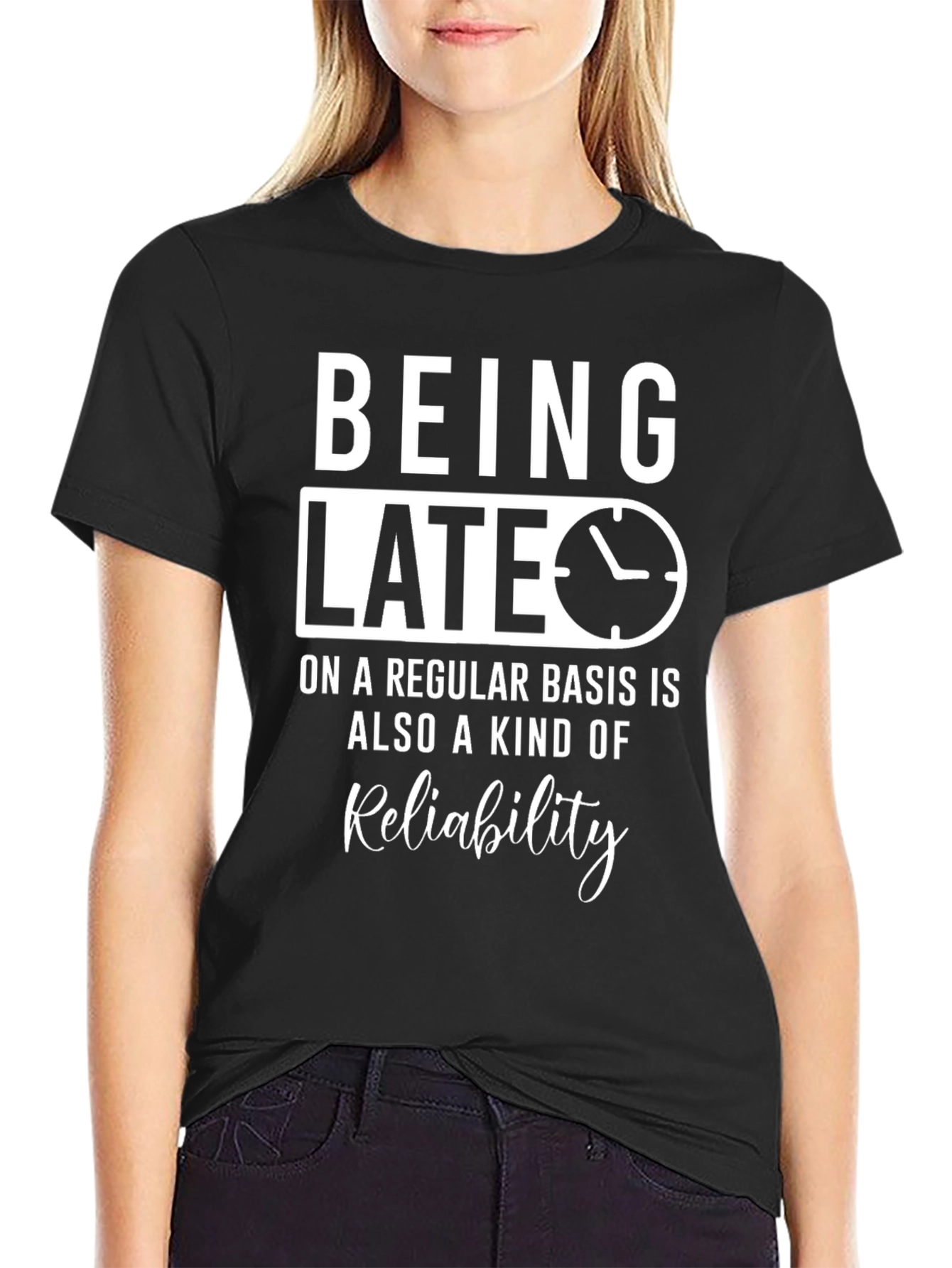 Black Being Late Reliability Graphic Tee view 2