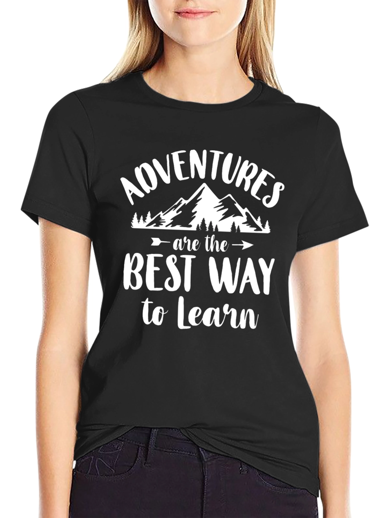 Black Adventure Awaits Black Graphic T-Shirt view 2