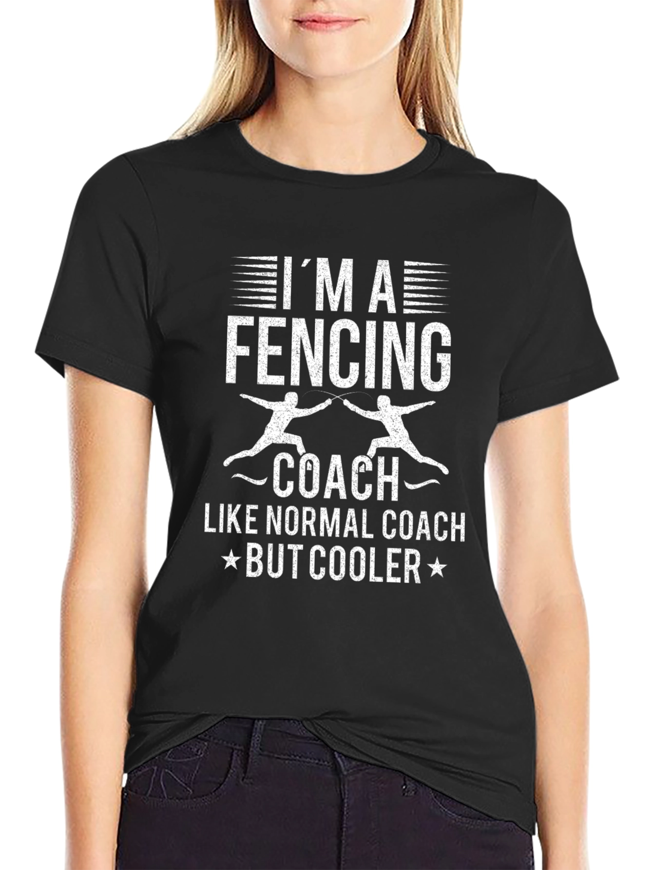 Black Fencing Coach Graphic Tee - I'm a Fencing Coach, But Cooler! view 2