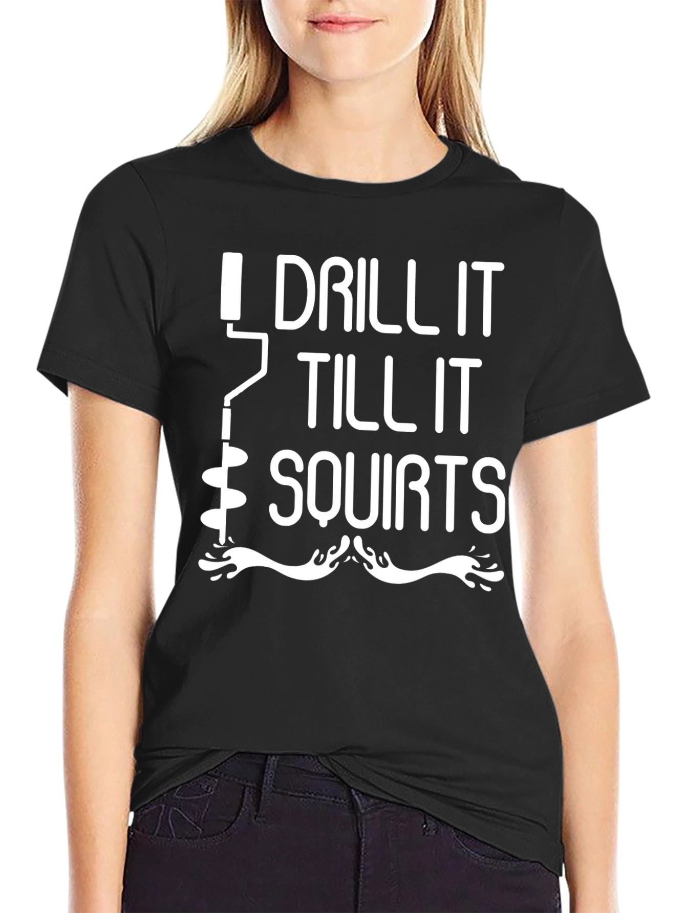 Black Drill It Till It Squirts Graphic Tee view 2