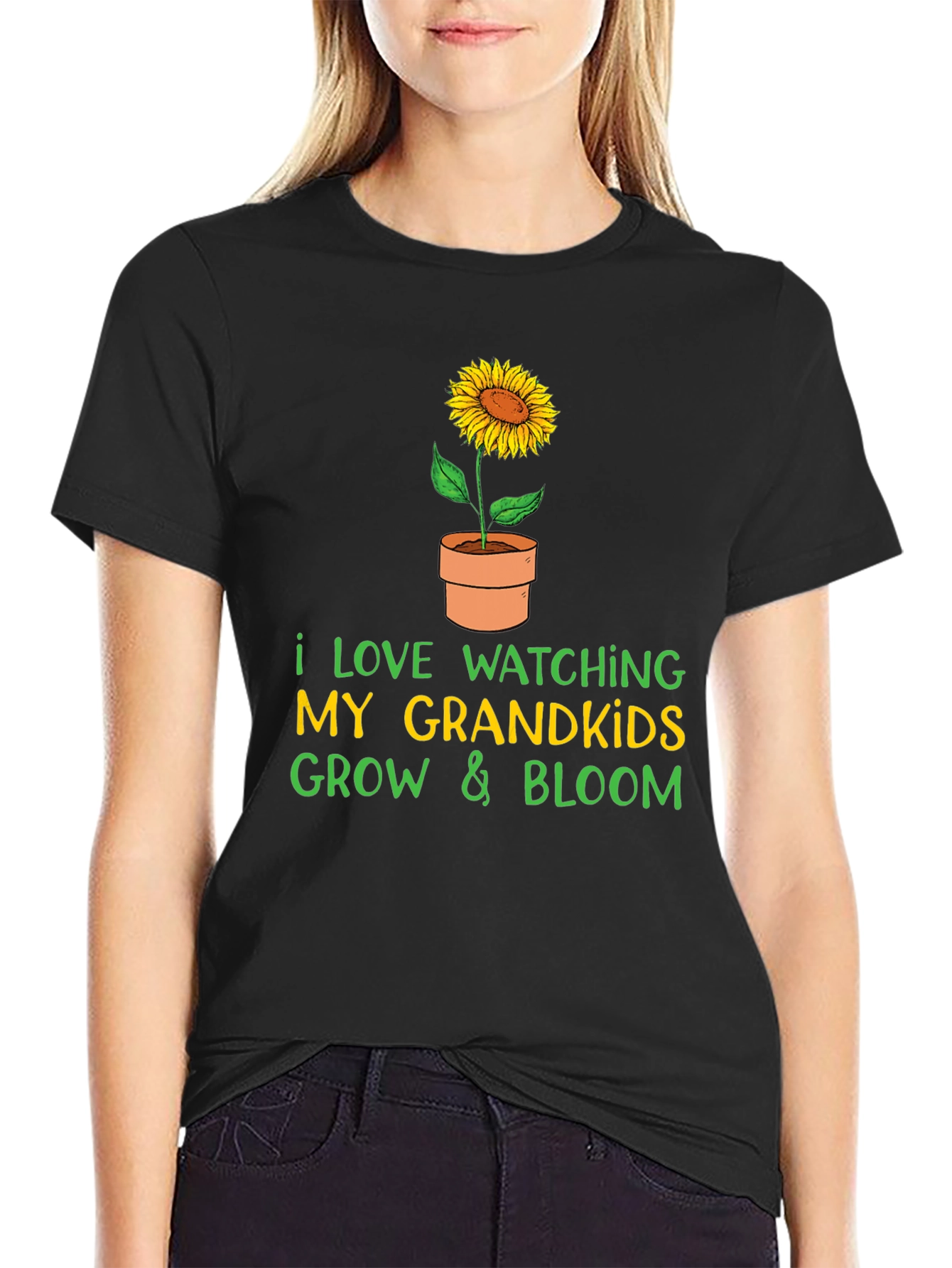 Black Grandparent Sunflower T-Shirt view 2