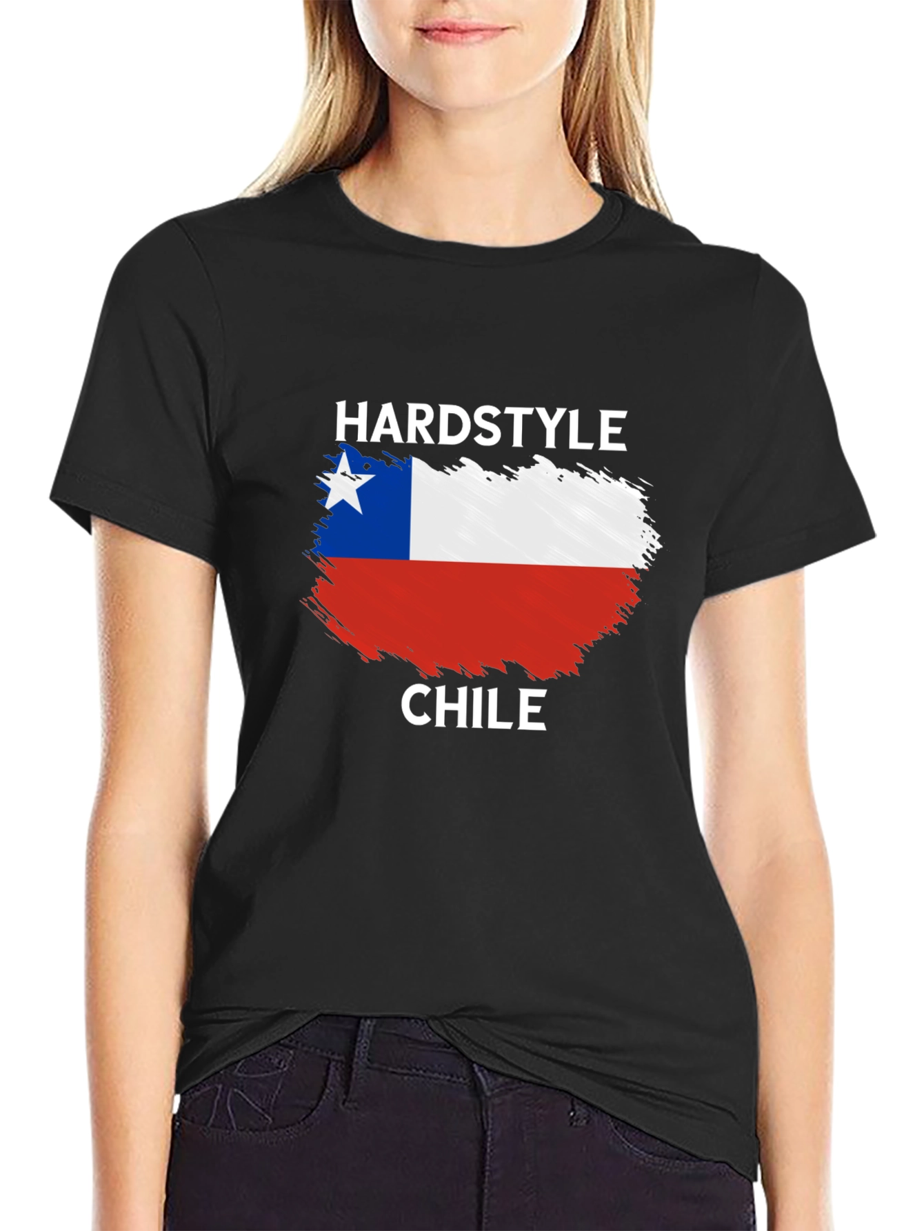 Black Hardstyle Chile Flag T-Shirt view 2