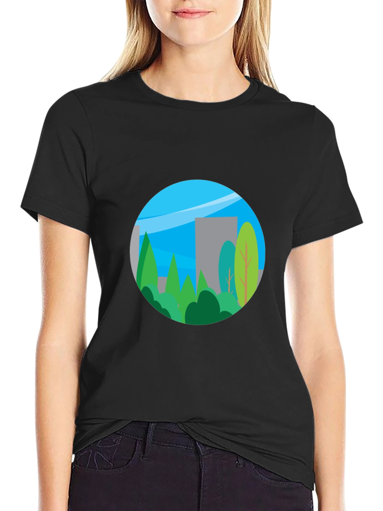 Black Nature Inspired Graphic T-Shirt view 2