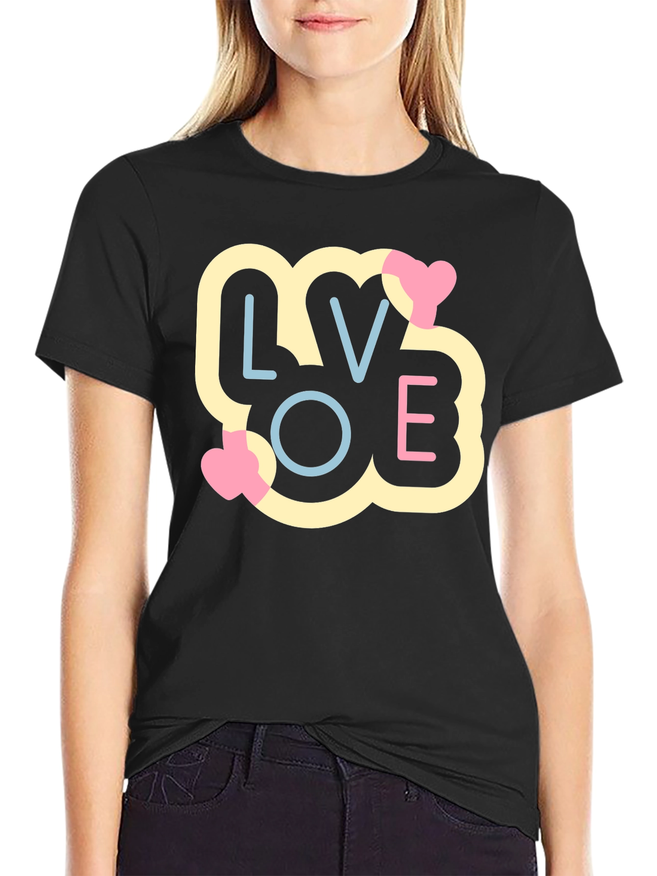 Black Love Graphic Tee - Soft Cotton Blend - Stylish Casual Wear view 2