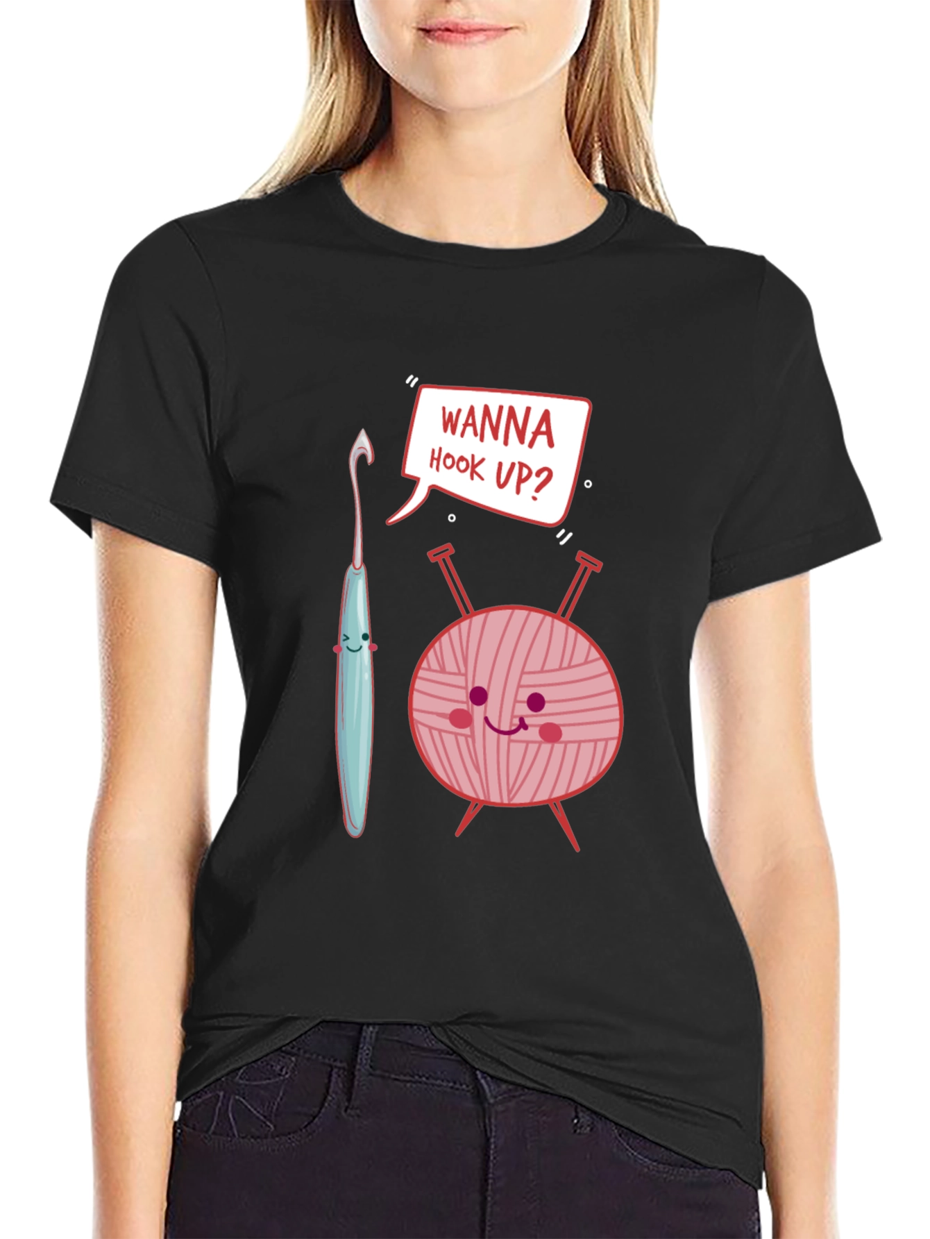 Black Wanna Hook Up Crochet T-Shirt view 2