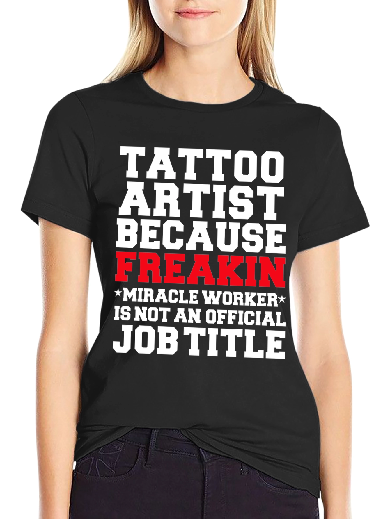 Black Tattoo Artist Graphic T-Shirt - Funny Job Title Tee view 2