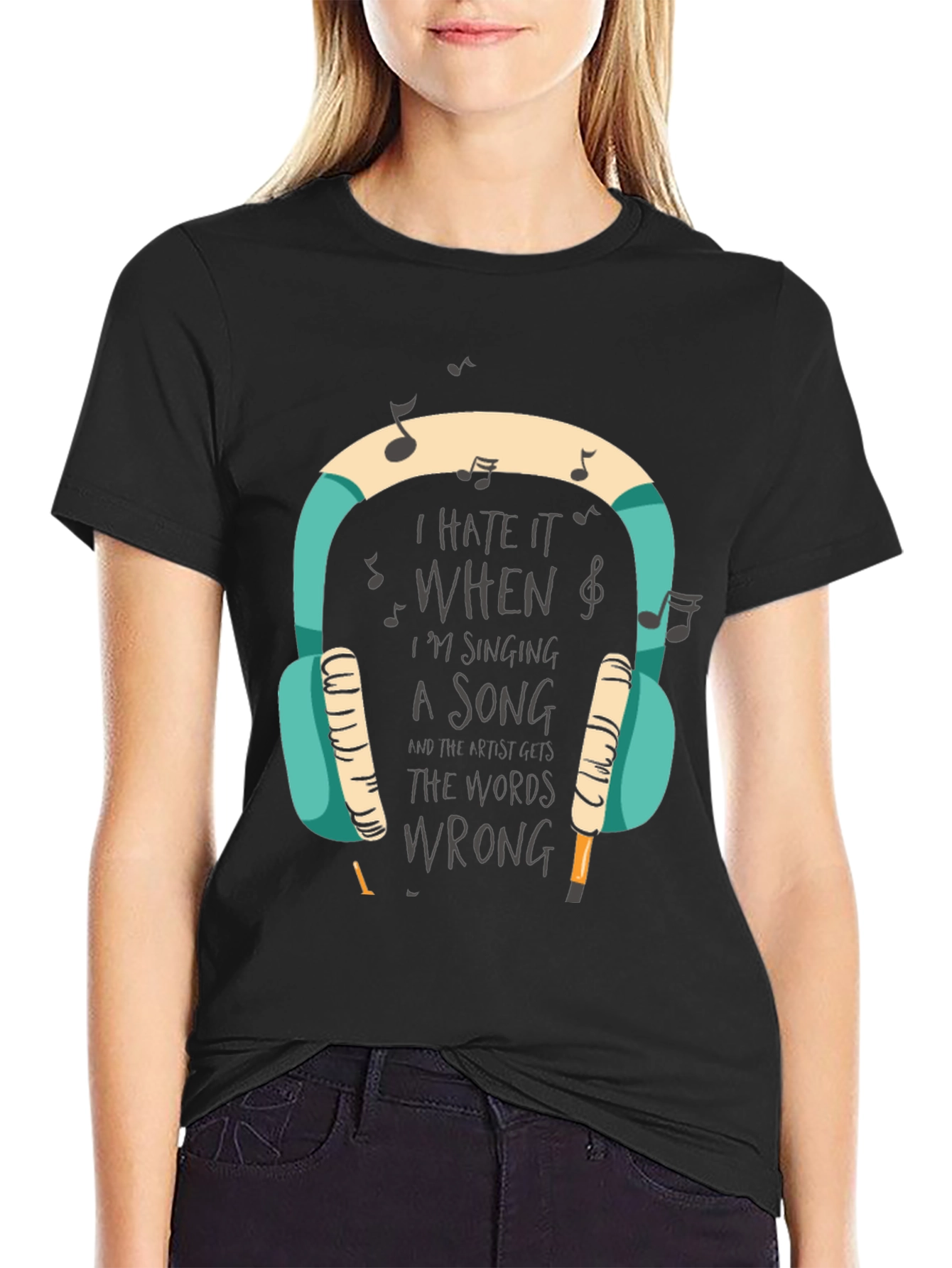Black I Hate It When I'm Singing T-Shirt view 2
