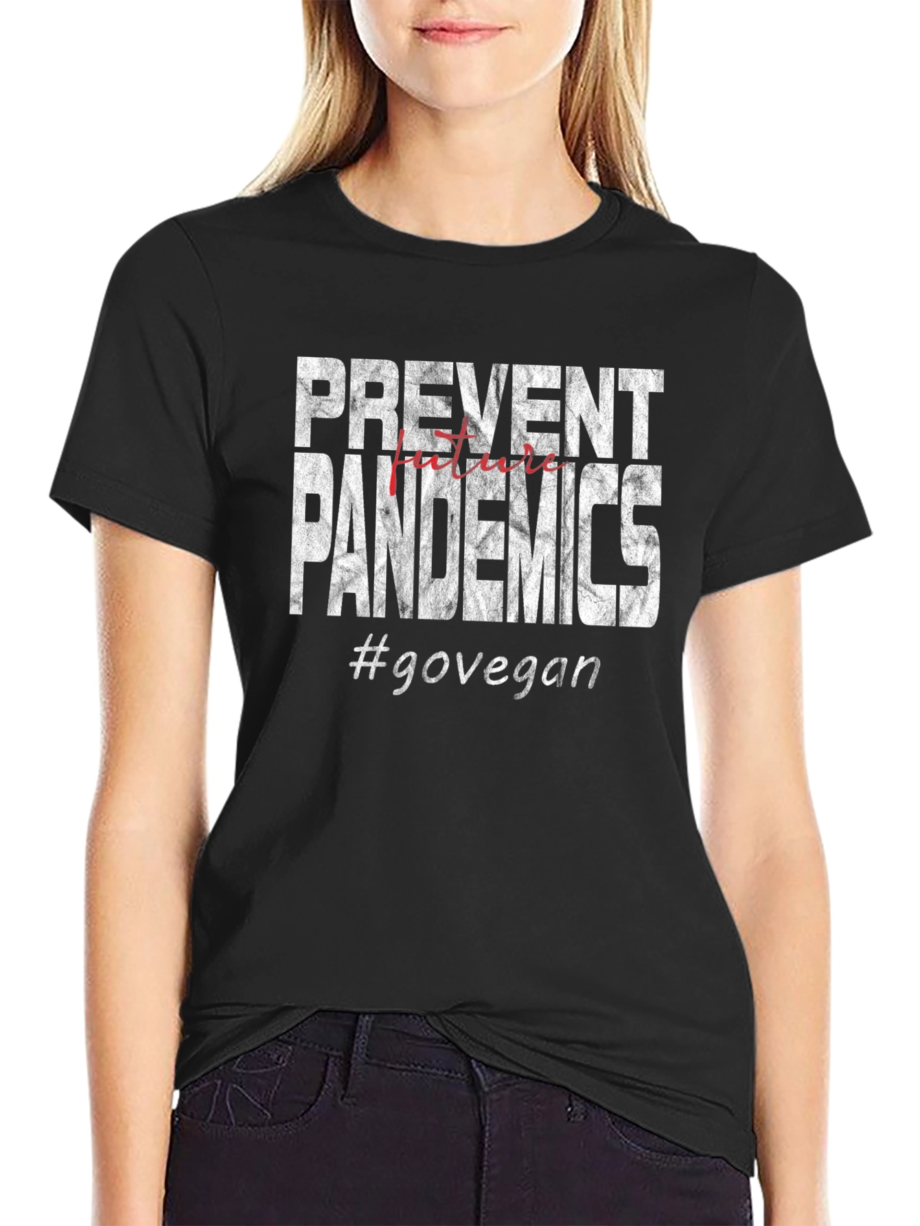 Black Prevent Pandemics #govegan T-shirt view 2