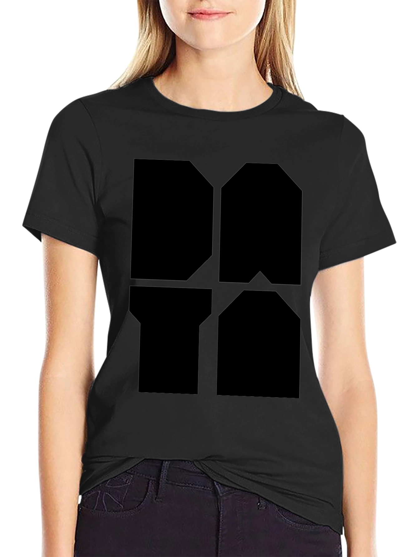 Black Geometric Black Graphic Tee - Modern Style view 2