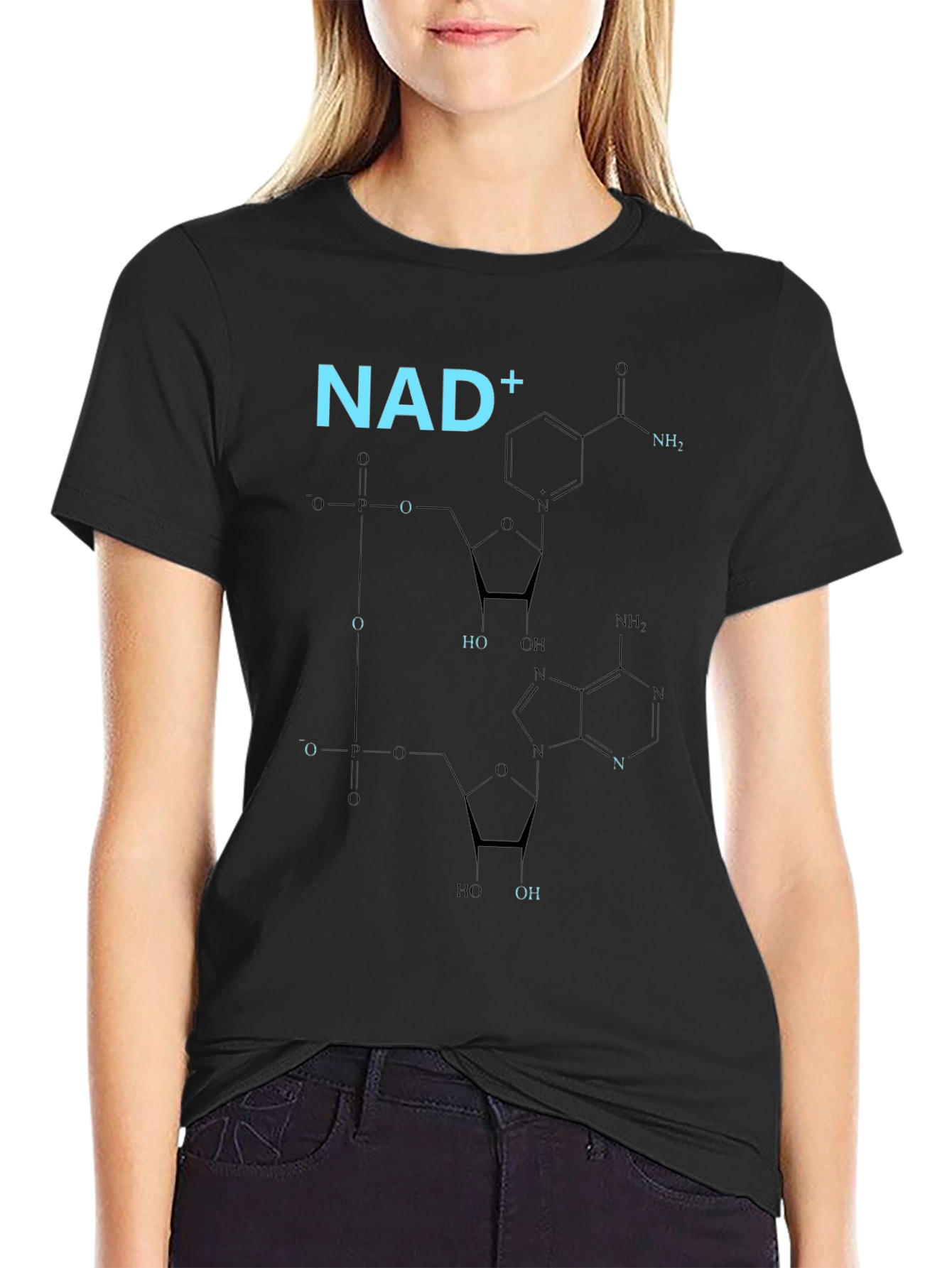 Black NAD+ Molecule T-Shirt - Science Fashion view 2