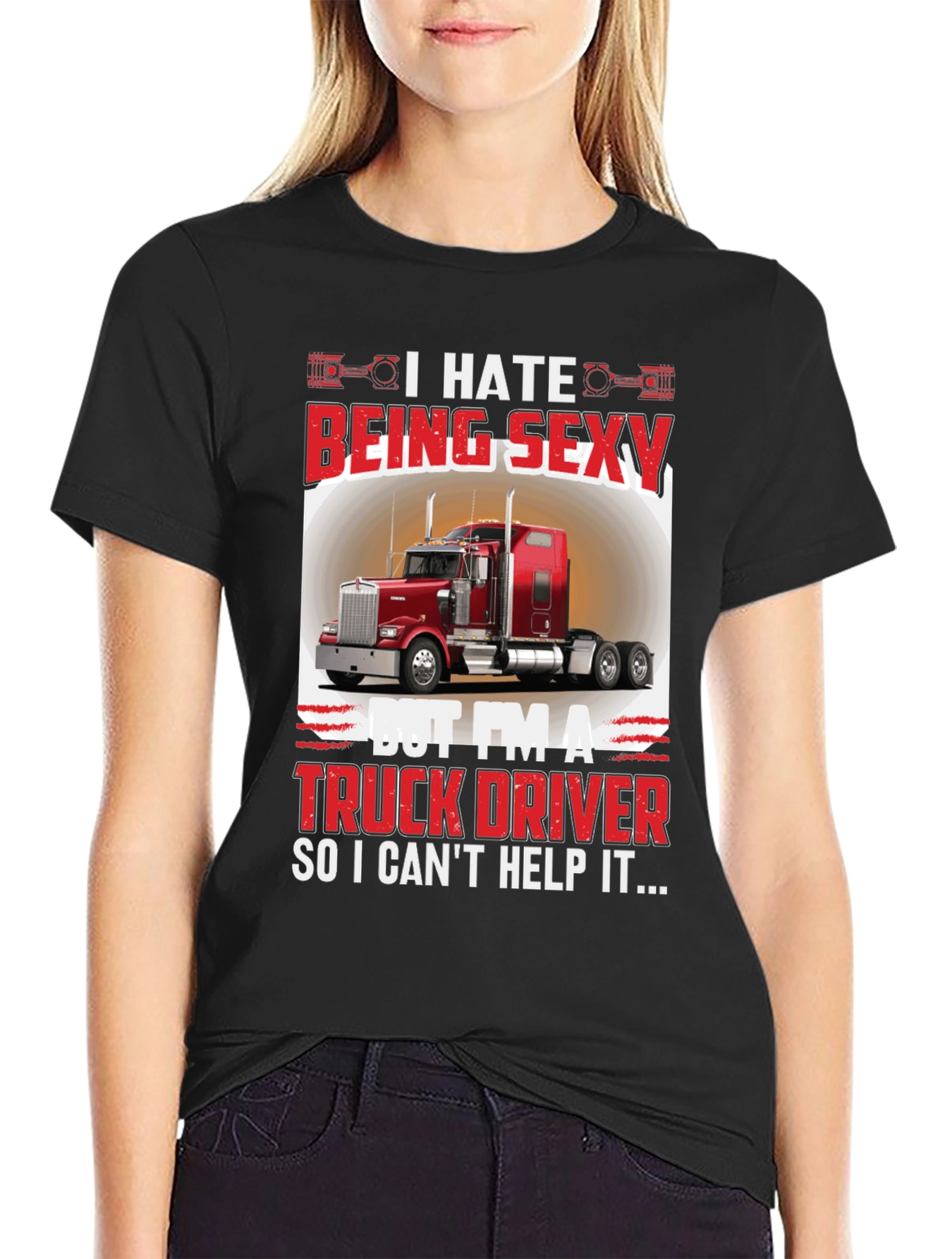 Black Funny Truck Driver Graphic T-Shirt view 2