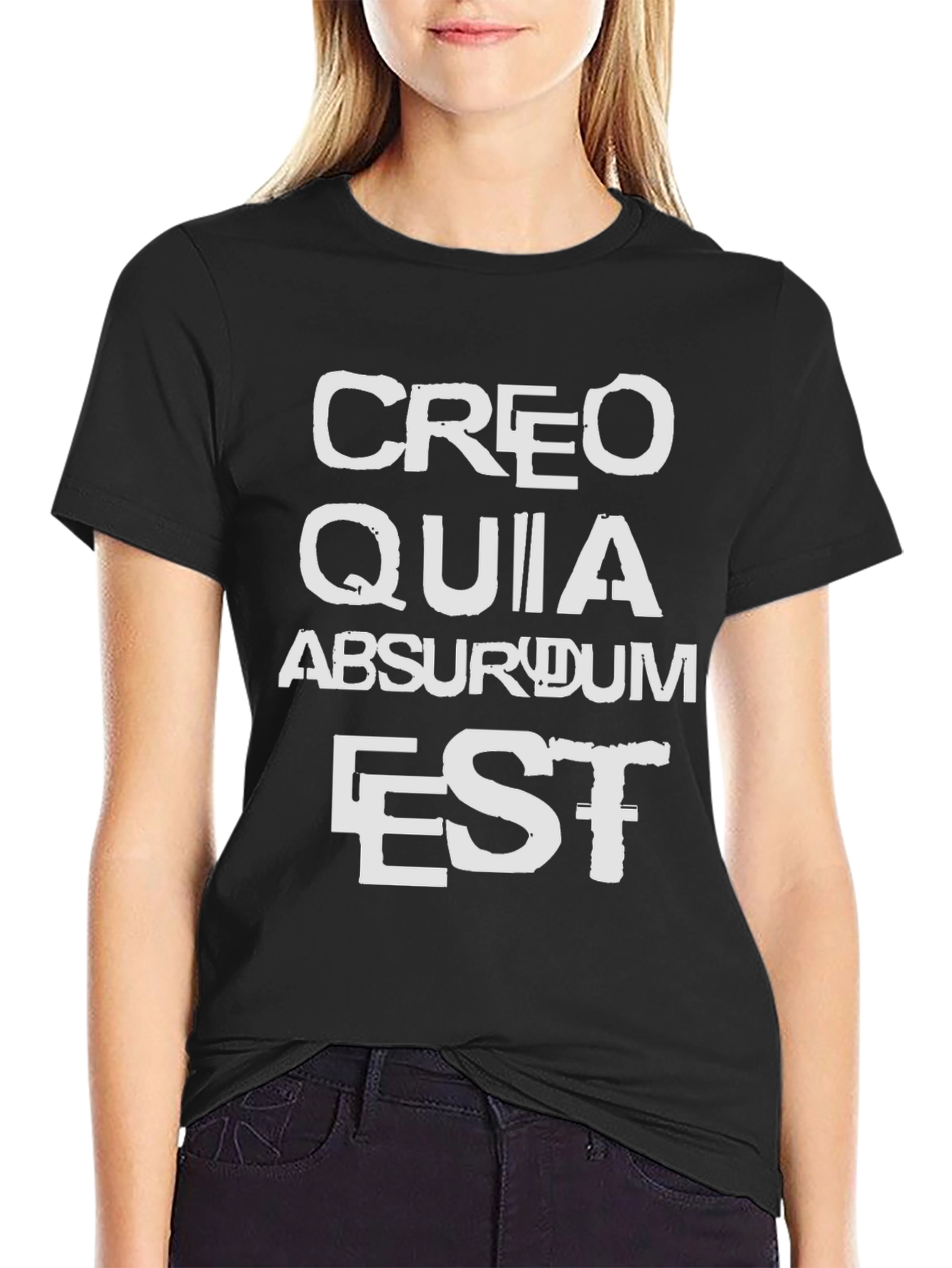 Black Creo Quia Absurdum Est T-Shirt view 2
