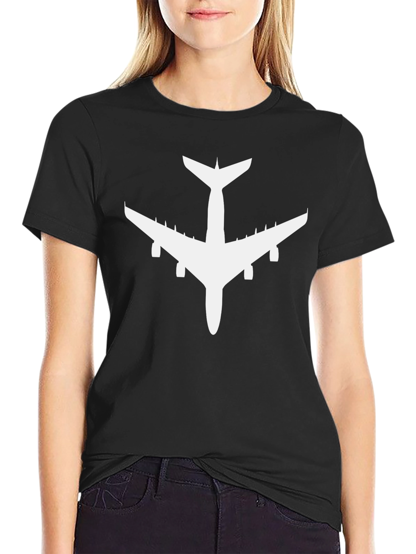 Black Airplane Silhouette T-Shirt - Black view 2