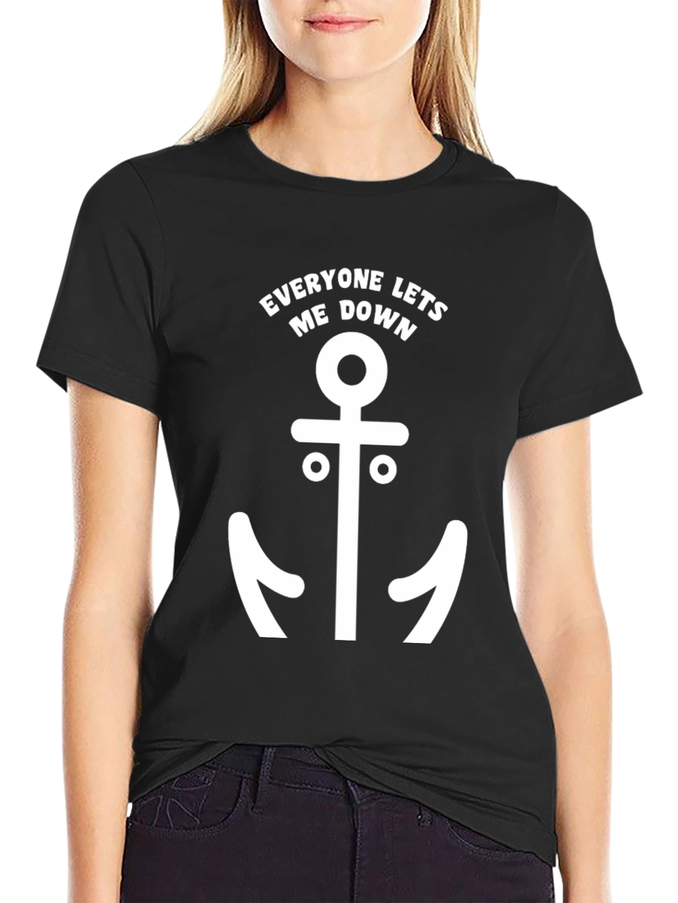 Black Everyone Lets Me Down Anchor Graphic Tee view 2
