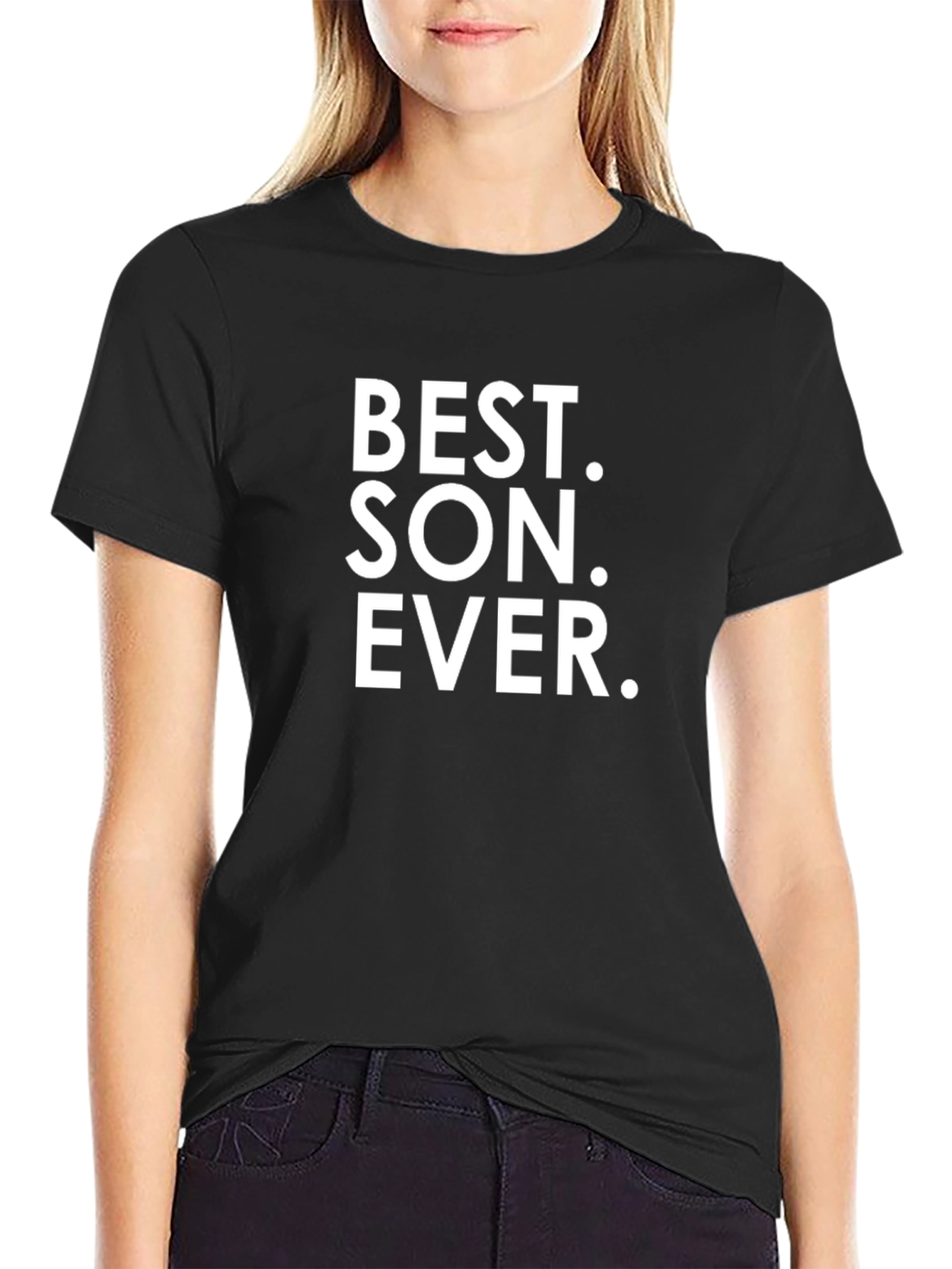 Black Best Son Ever Graphic Tee - Black Cotton T-Shirt view 2