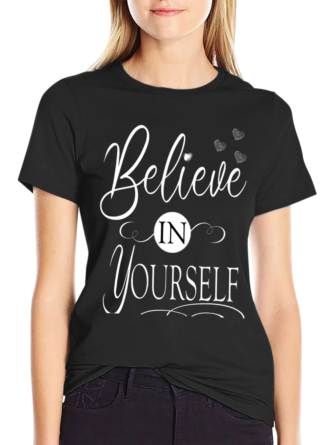 Black Believe In Yourself Graphic T-Shirt - Motivation view 2