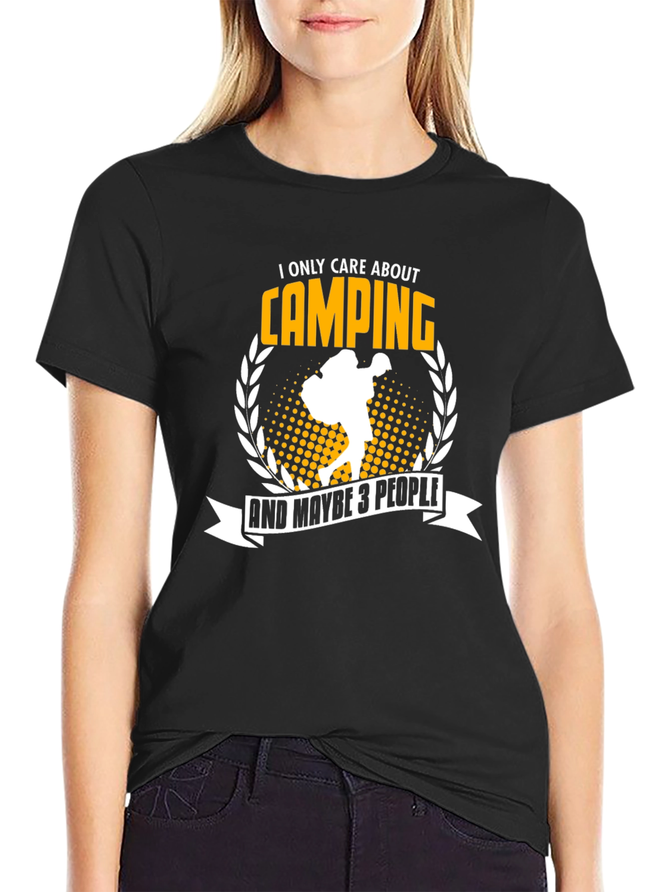 Black Camping T-Shirt: I Only Care About Camping view 2